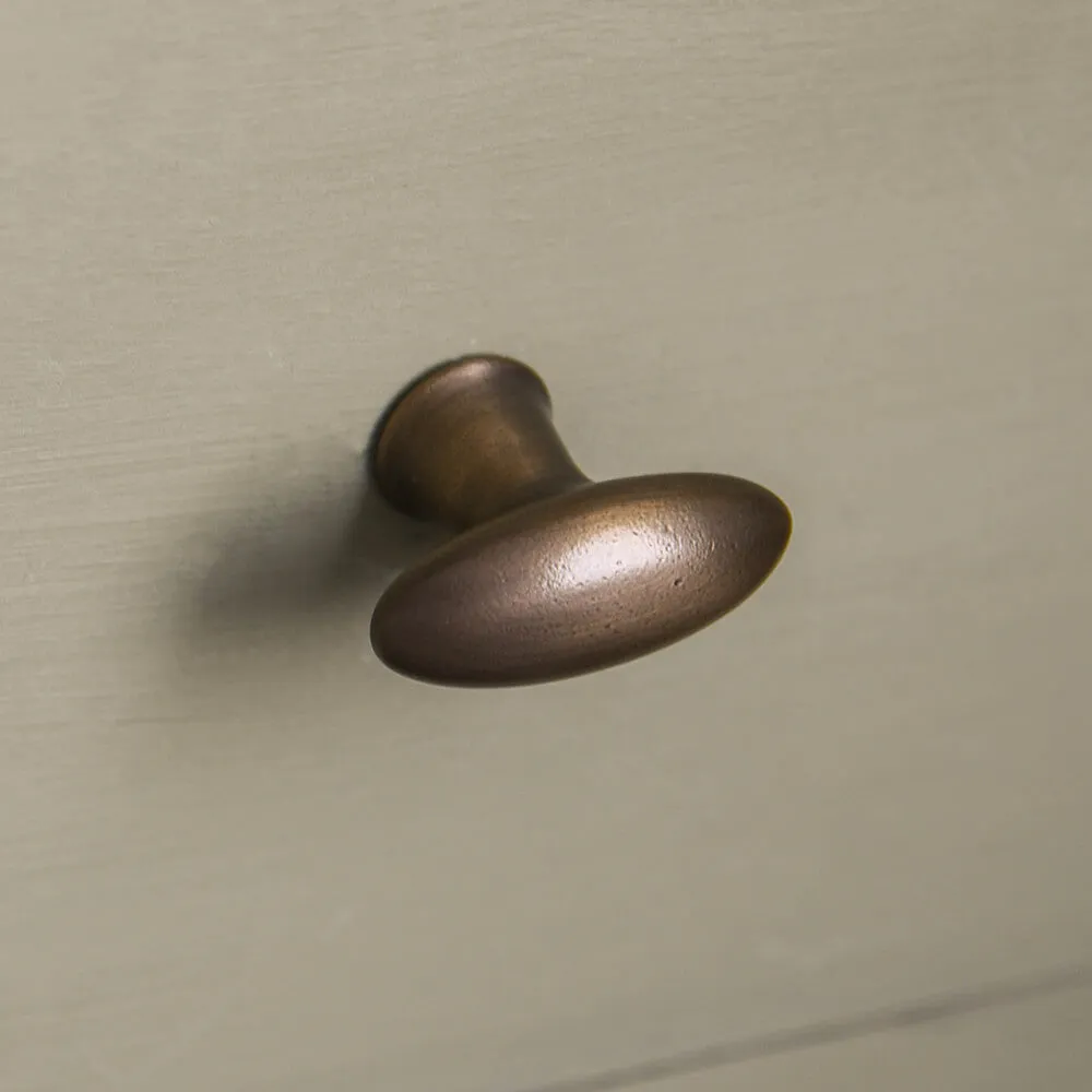 Distressed Antique Brass Zeppelin Cabinet Knob