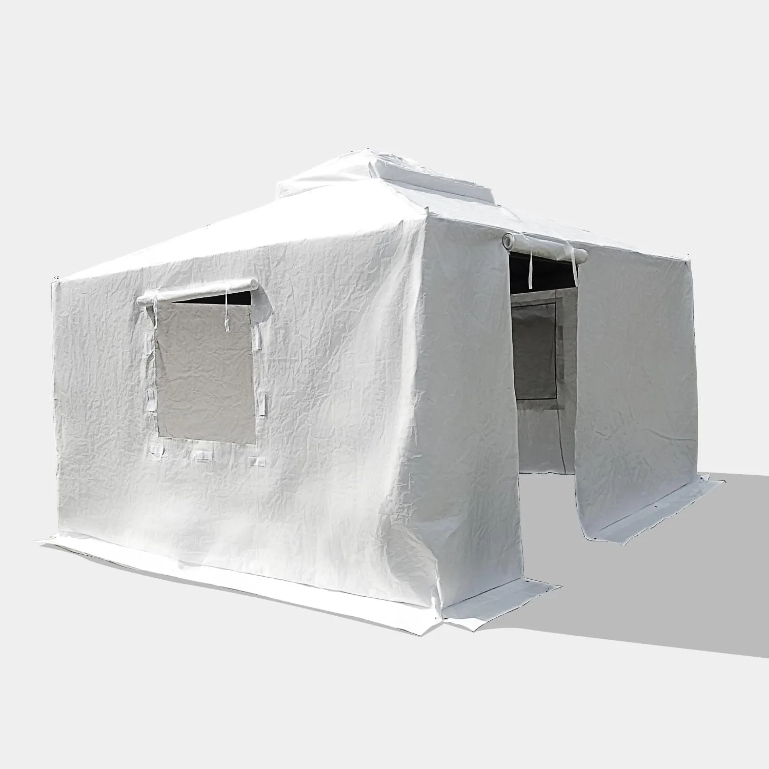 All-Season Waterproof Universal Winter Gazebo Cover - 12 x 14 Hardtop Protection with Sidewalls & Ventilated Mesh Windows - Outdoor Enclosed Cover in White