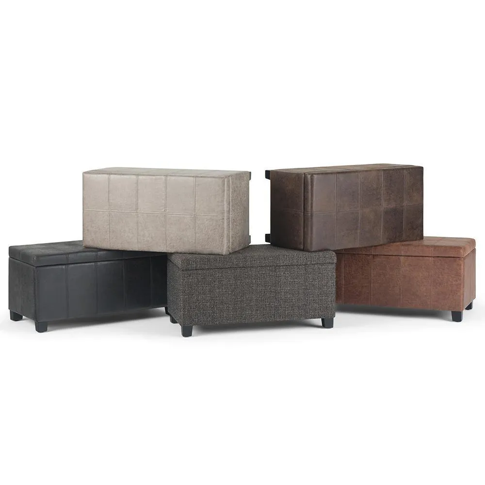 Dover Storage Ottoman in Distressed Vegan Leather