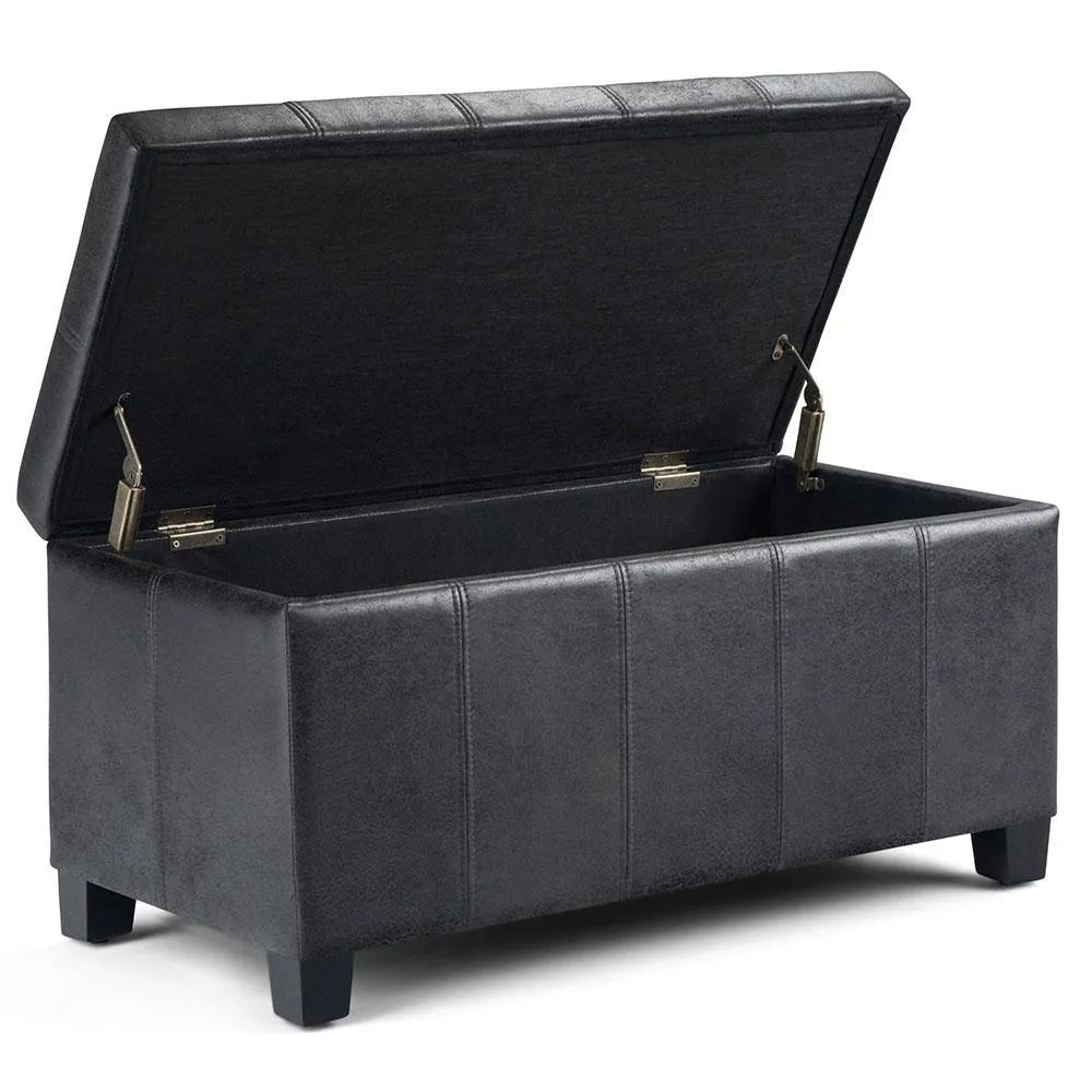 Dover Storage Ottoman in Distressed Vegan Leather