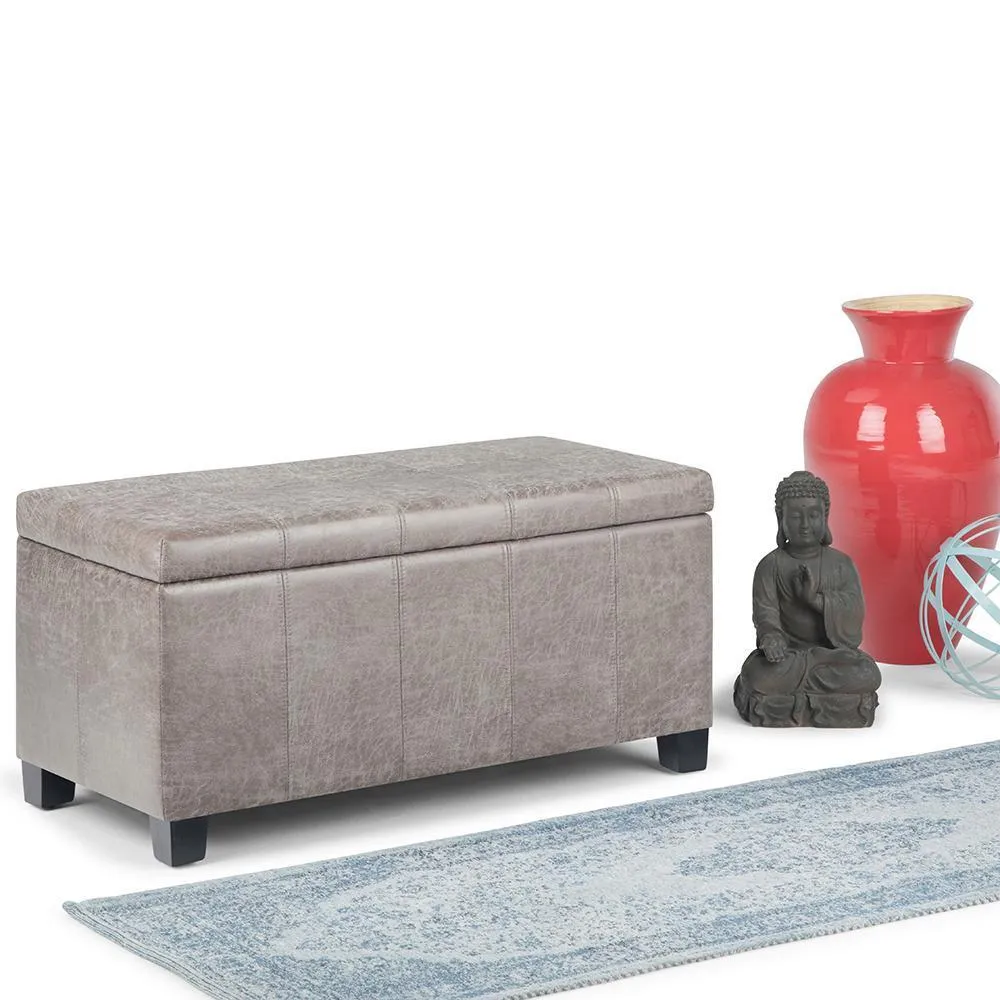 Dover Storage Ottoman in Distressed Vegan Leather
