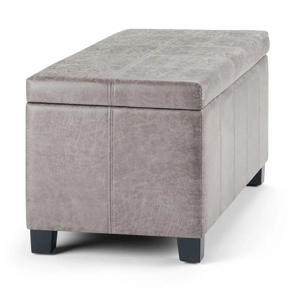 Dover Storage Ottoman in Distressed Vegan Leather