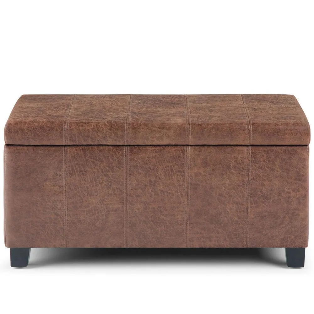 Dover Storage Ottoman in Distressed Vegan Leather