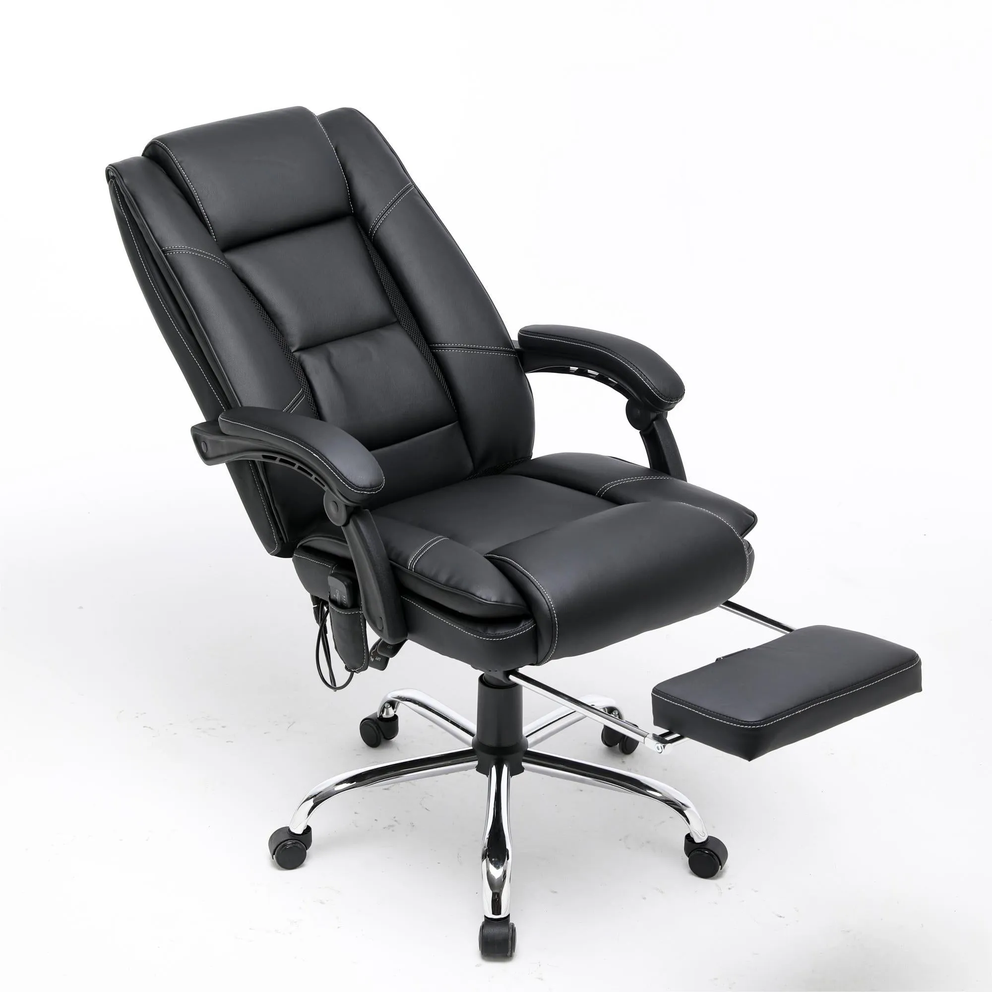 Ergonomic Adjustable Height Massage and Heated Executive Office Chair Black