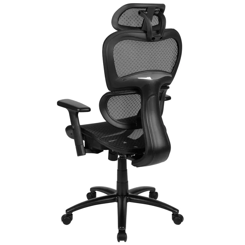 Ergonomic Mesh Office Chair with 2-to-1 Synchro-Tilt, Adjustable Headrest, Lumbar Support, and Adjustable Pivot Arms in Black