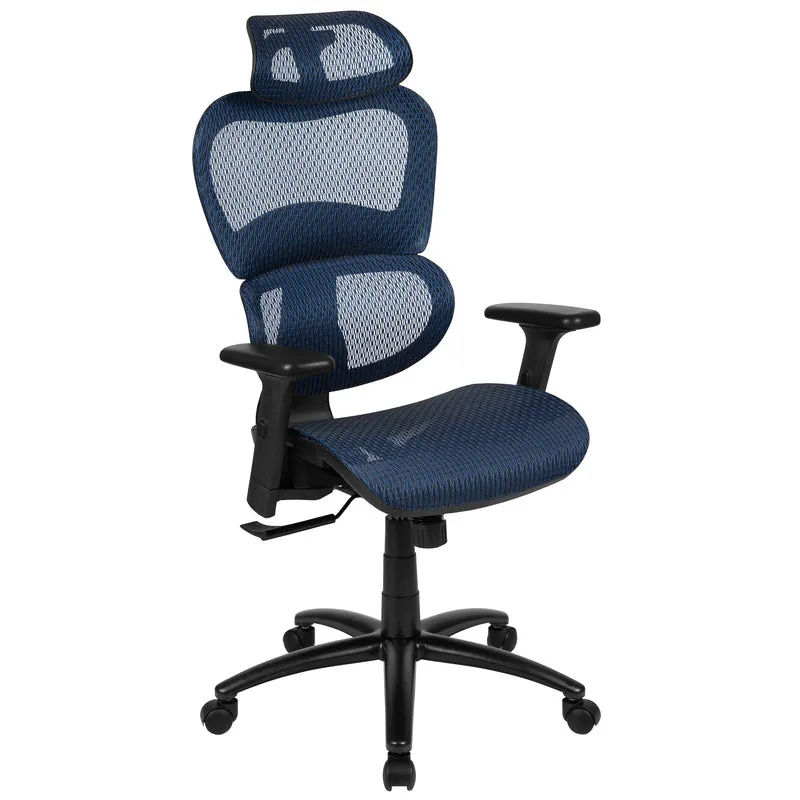 Ergonomic Mesh Office Chair with 2-to-1 Synchro-Tilt, Adjustable Headrest, Lumbar Support, and Adjustable Pivot Arms in Black