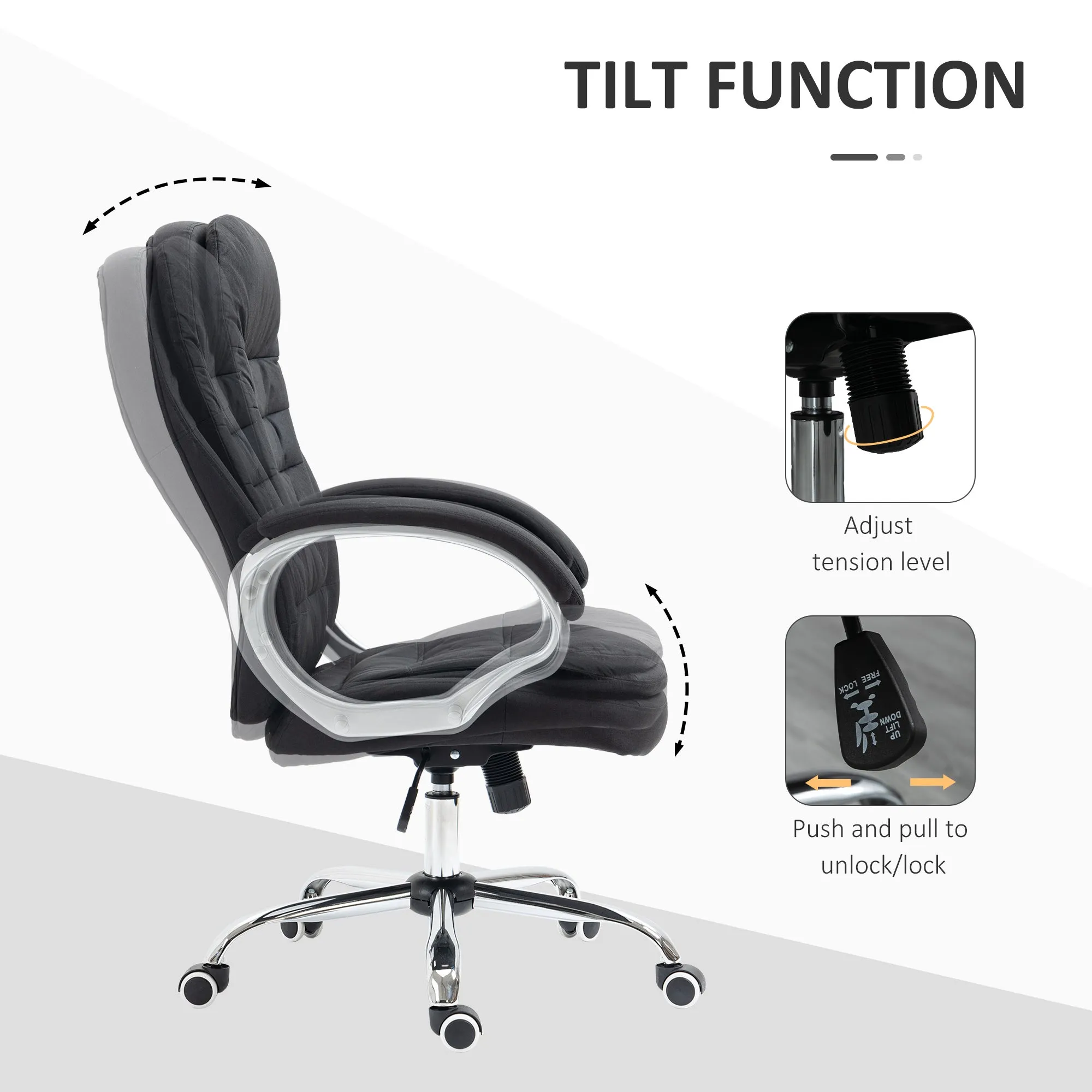Ergonomic Office Chair Task Chair for Home with Arm, Swivel Wheels, Linen Fabric, Black