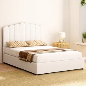 Fion Double Boucle Storage Bed - Cream White