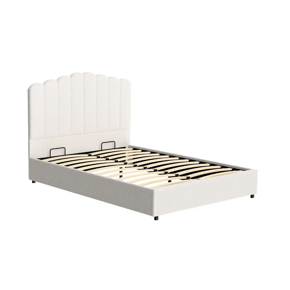 Fion Double Boucle Storage Bed - Cream White
