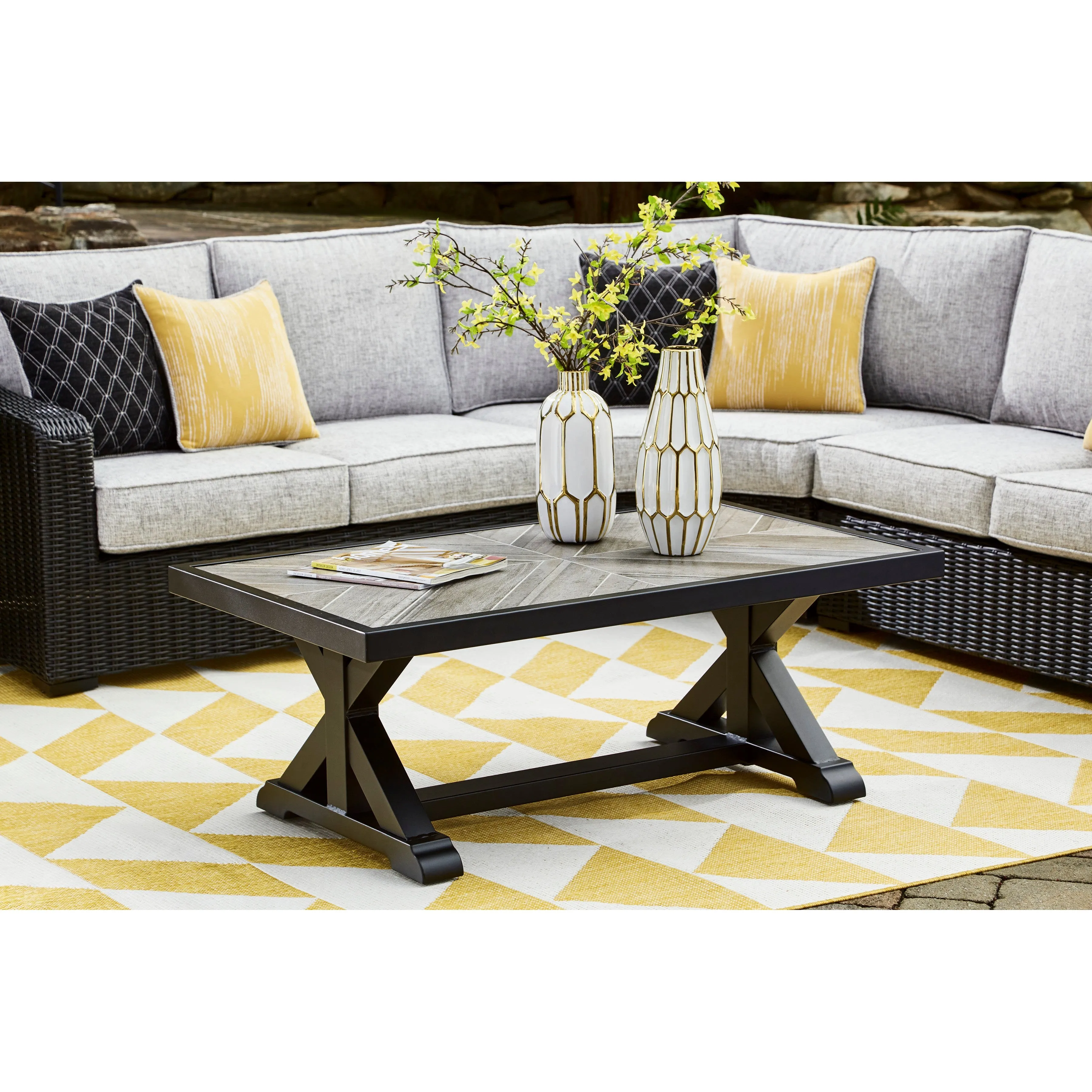 Fire Island Black Outdoor 48" Coffee Table - NEW