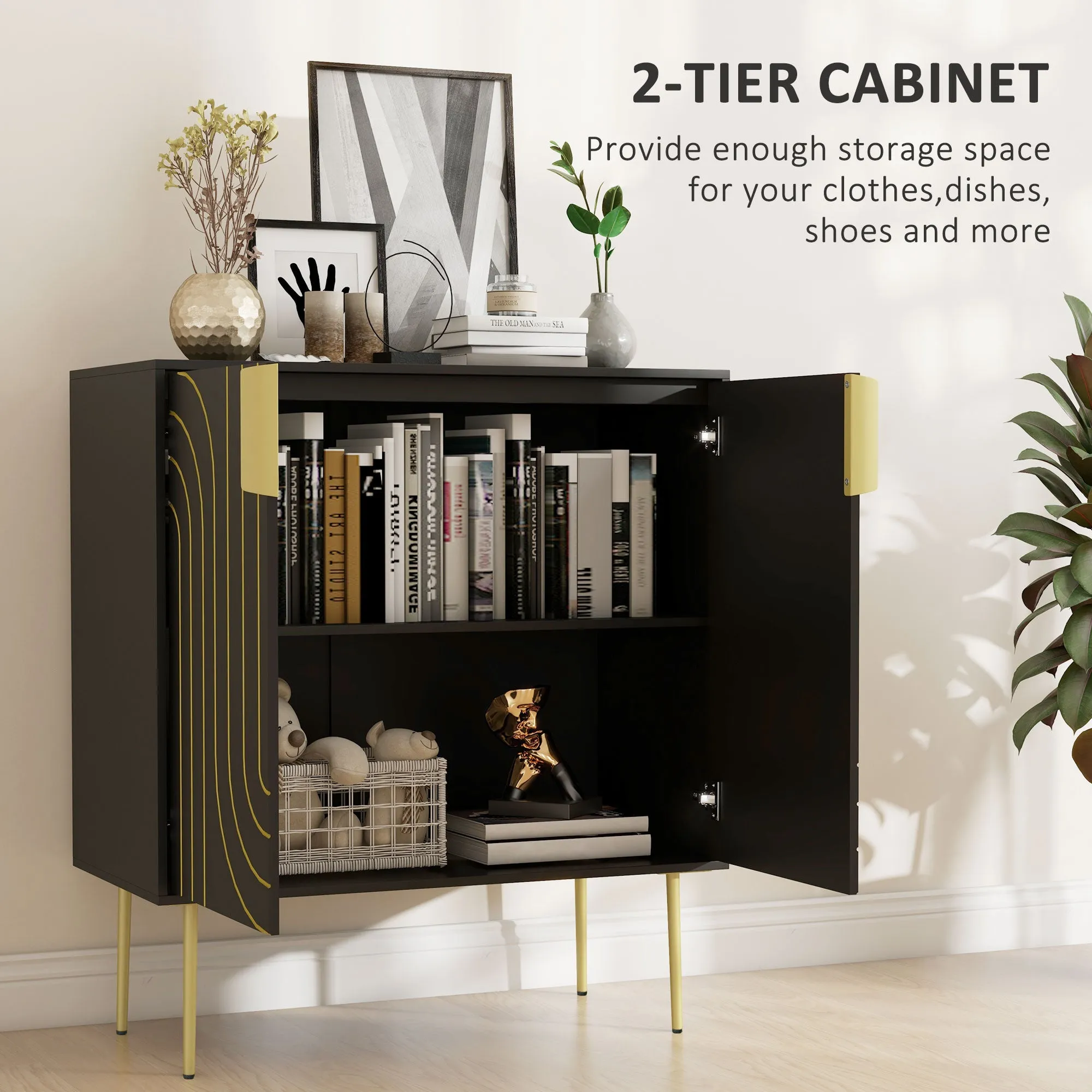 Freestanding Storage Cabinet with Adjustable Shelf for Living Room