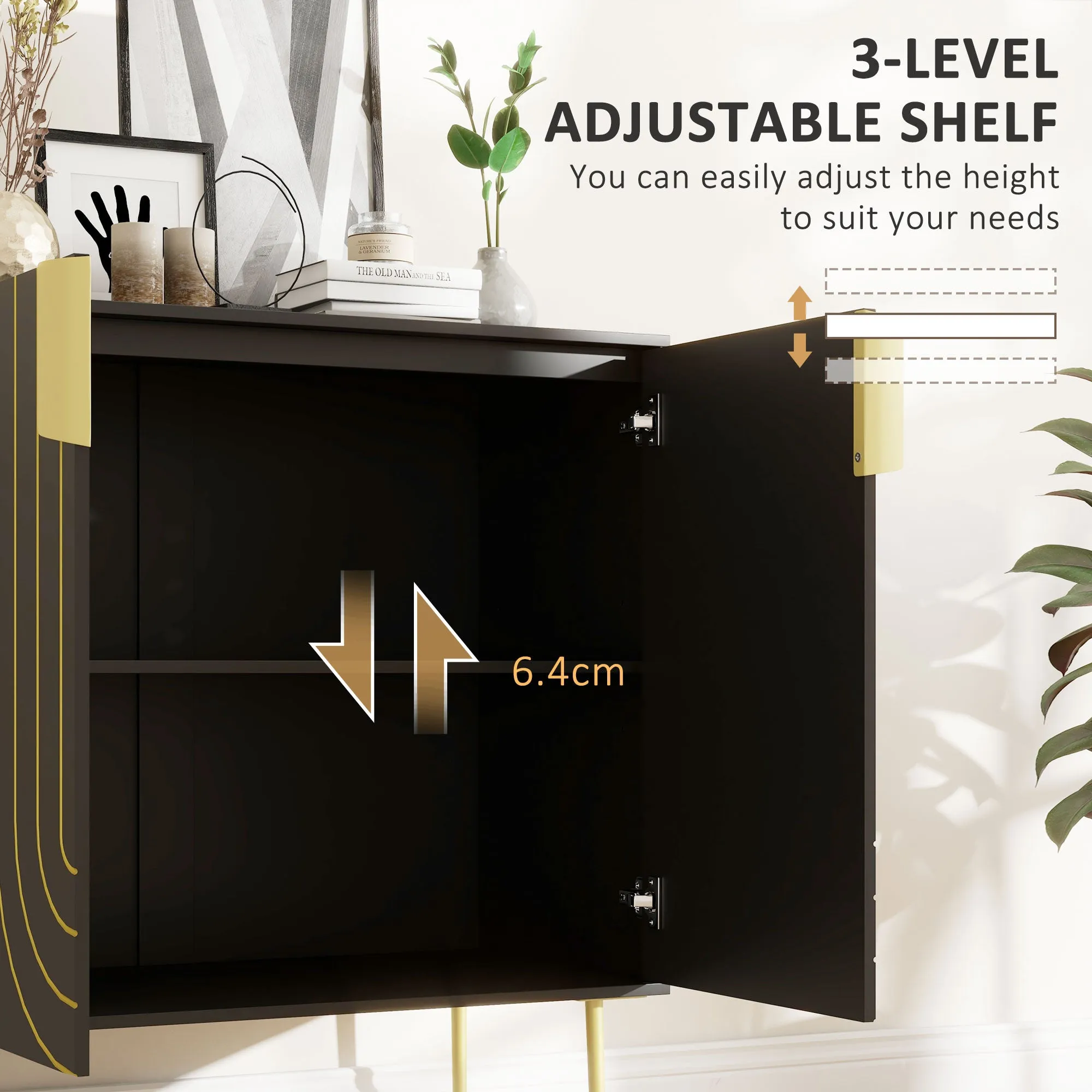 Freestanding Storage Cabinet with Adjustable Shelf for Living Room