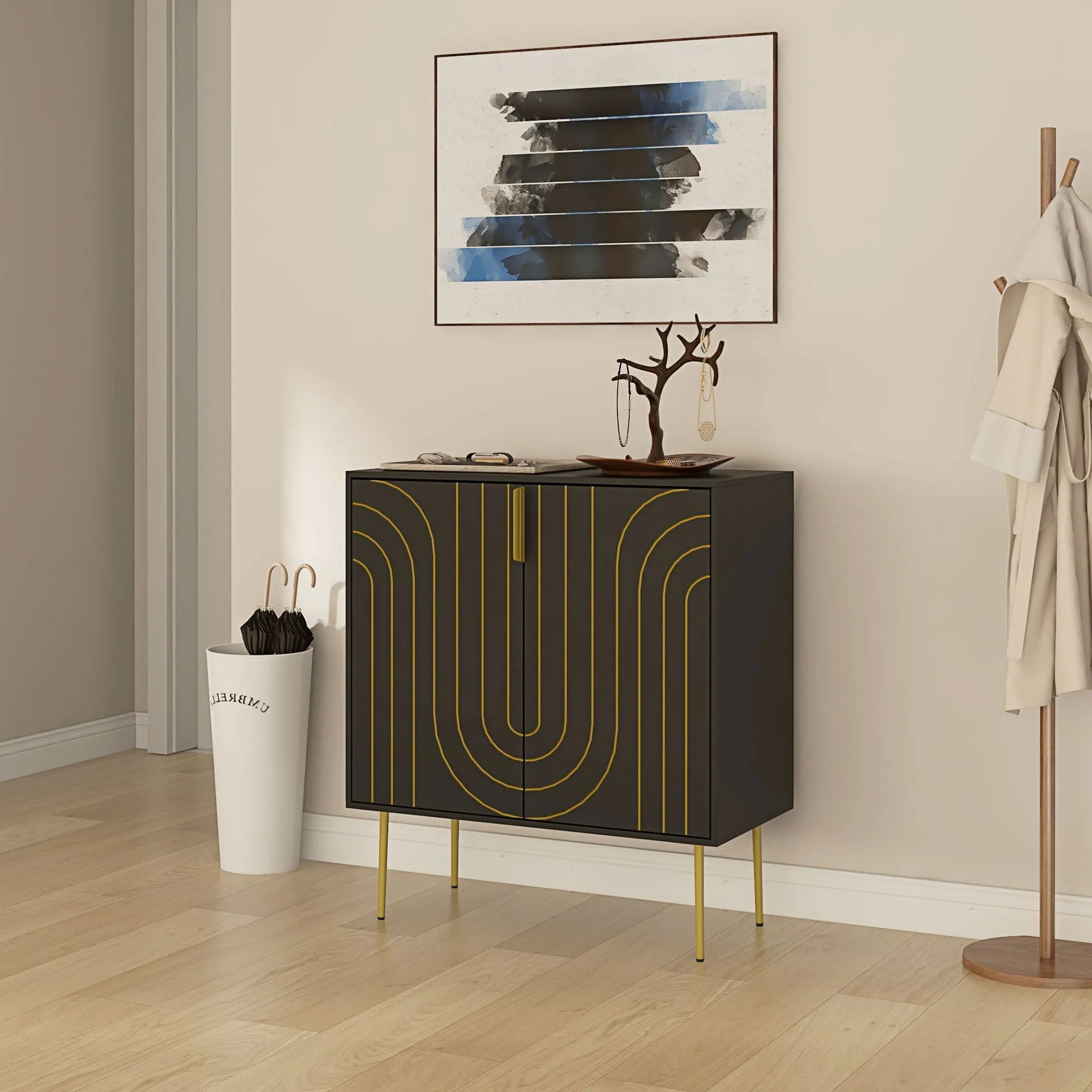 Freestanding Storage Cabinet with Adjustable Shelf for Living Room