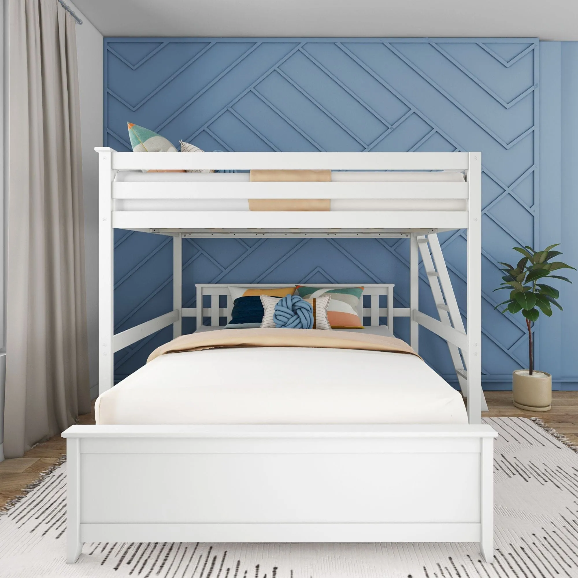Full Over Queen L-Shaped Bunk Bed