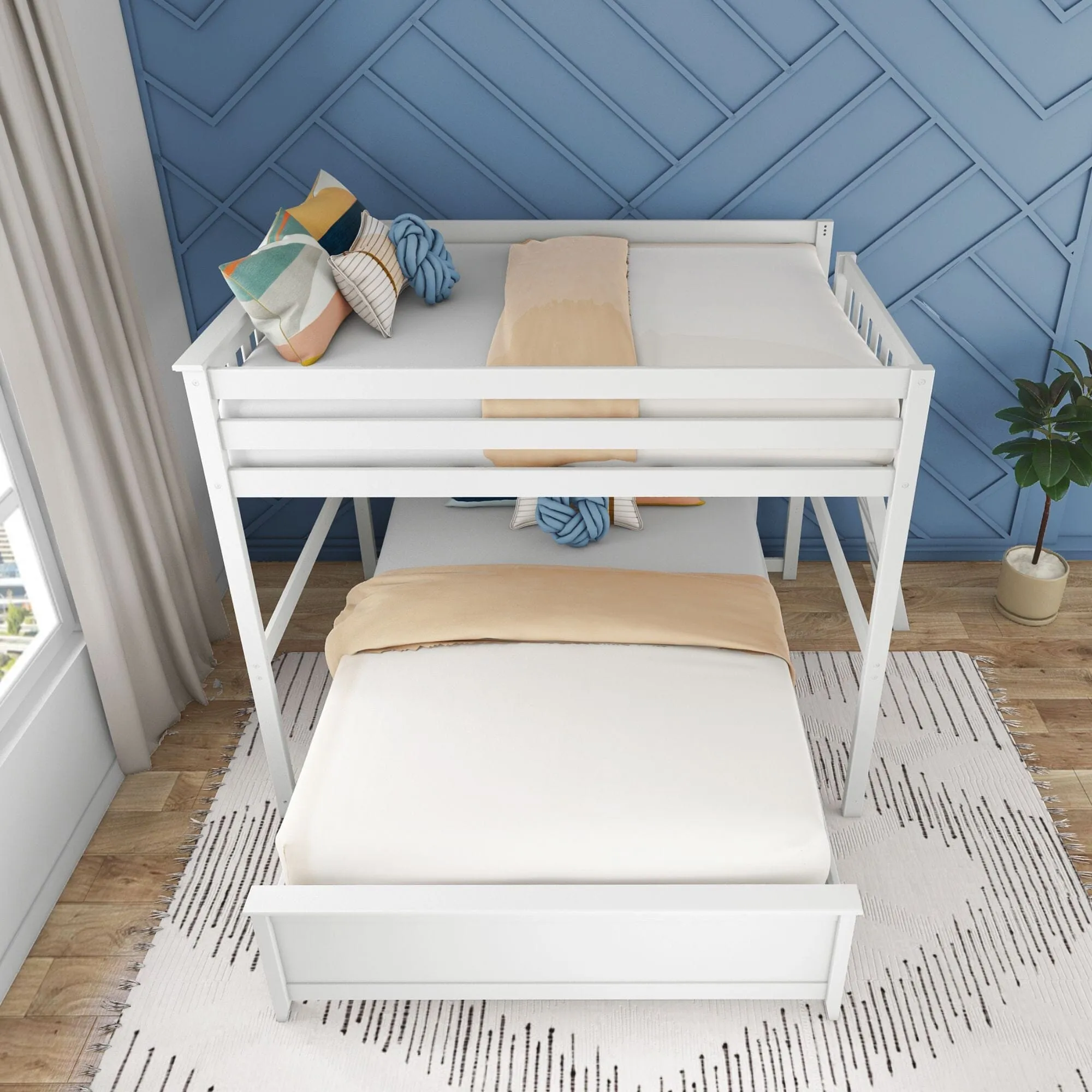 Full Over Queen L-Shaped Bunk Bed