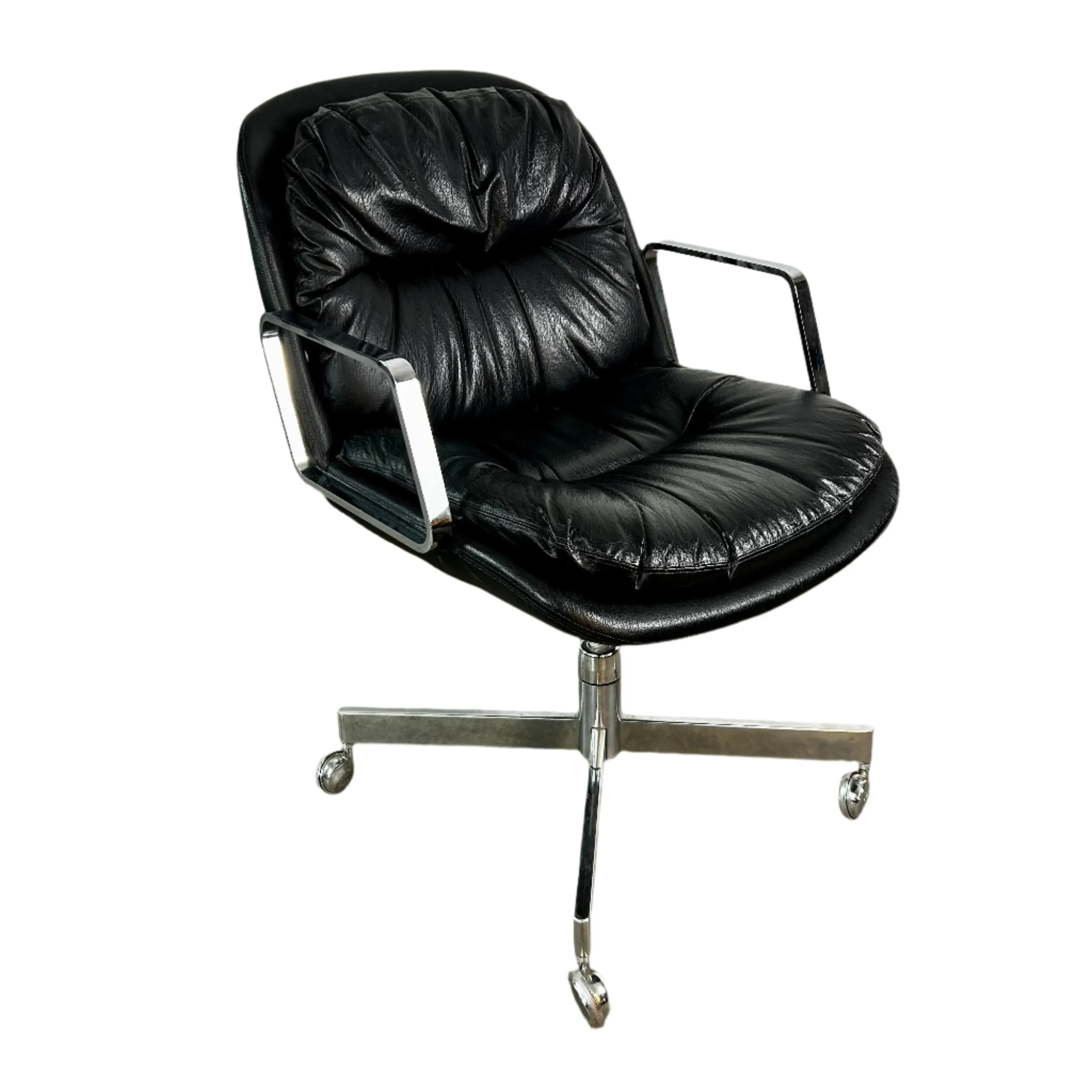 Furniture, Office Chair, Chrome Frame, Faux Leather Upholstery