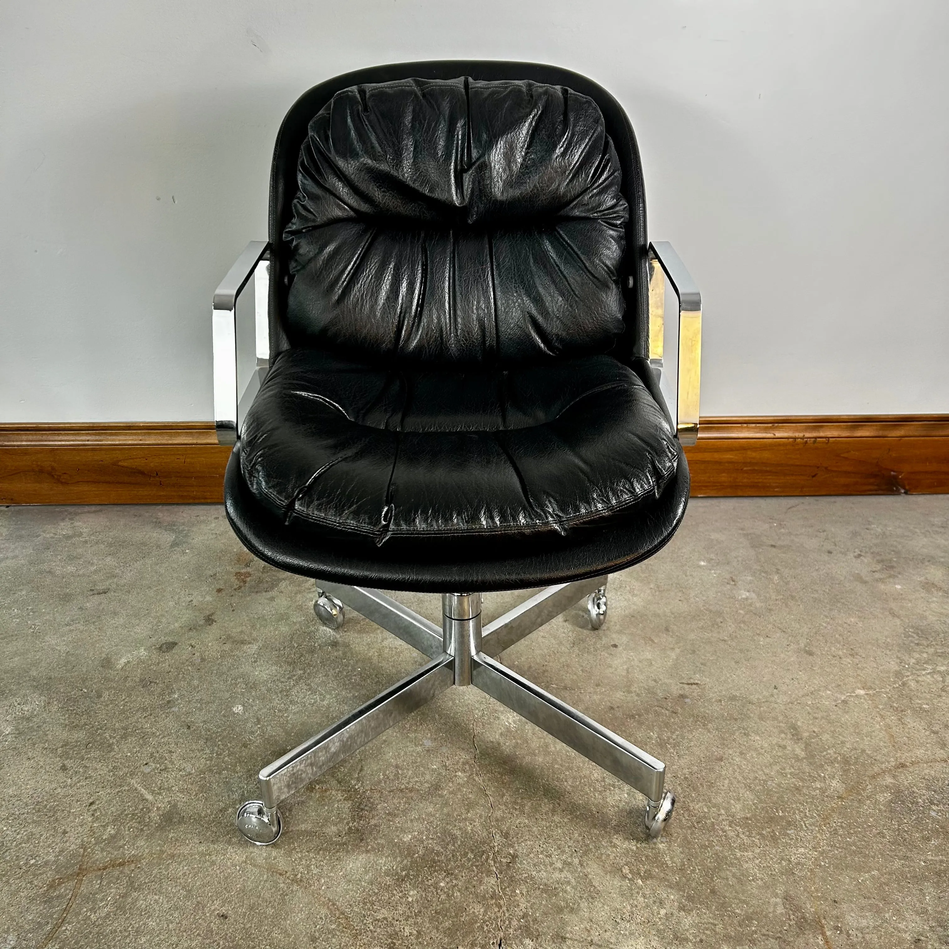 Furniture, Office Chair, Chrome Frame, Faux Leather Upholstery