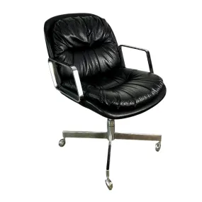 Furniture, Office Chair, Chrome Frame, Faux Leather Upholstery
