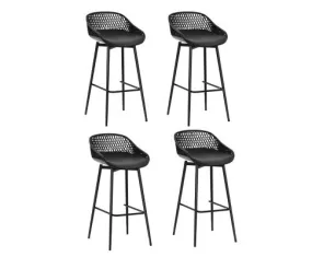 Gardeon 4-Piece Outdoor Bar Stools Plastic Metal Dining Chair Balcony