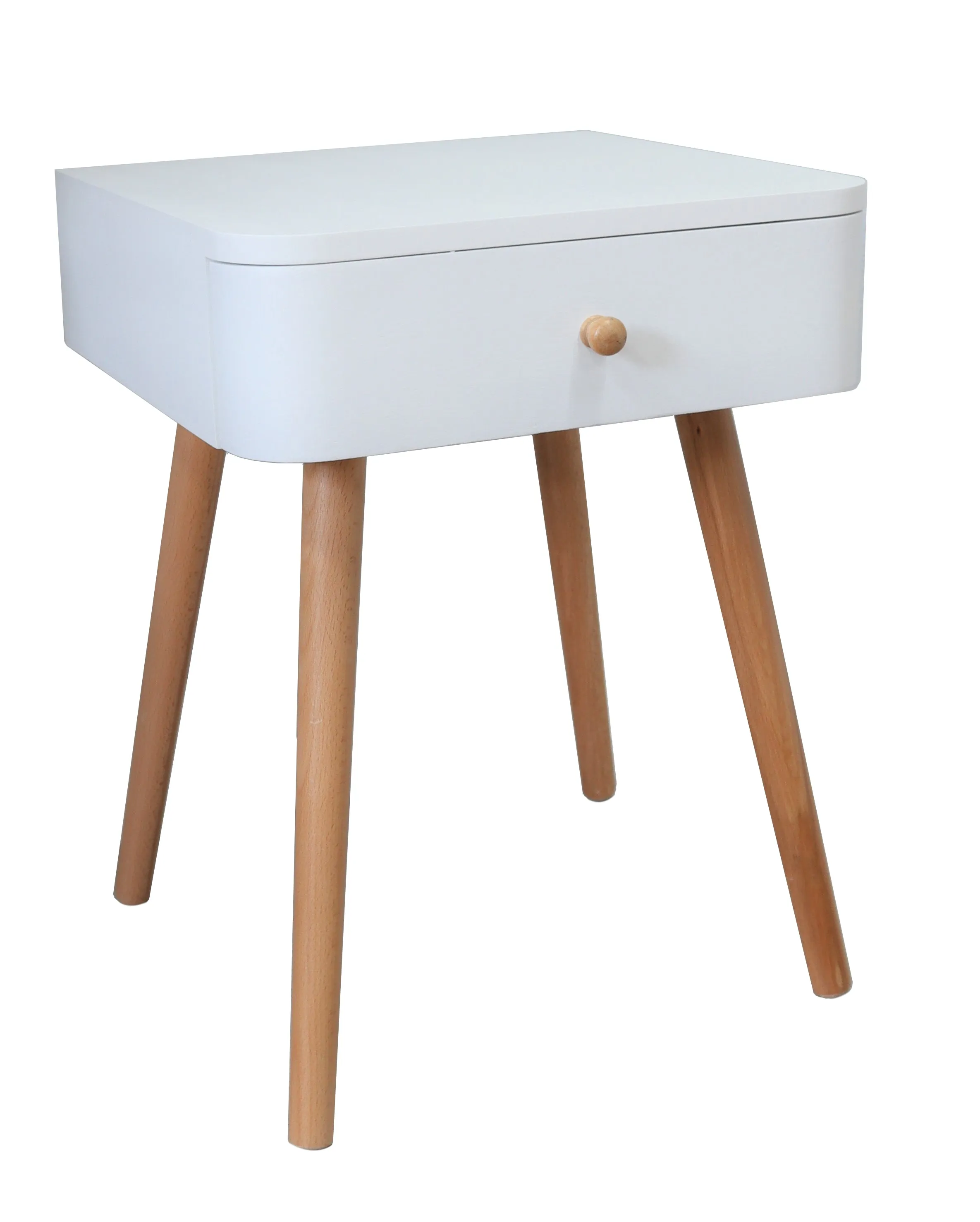Gina Mid Century Modern Two-Tone Bedside Table,White