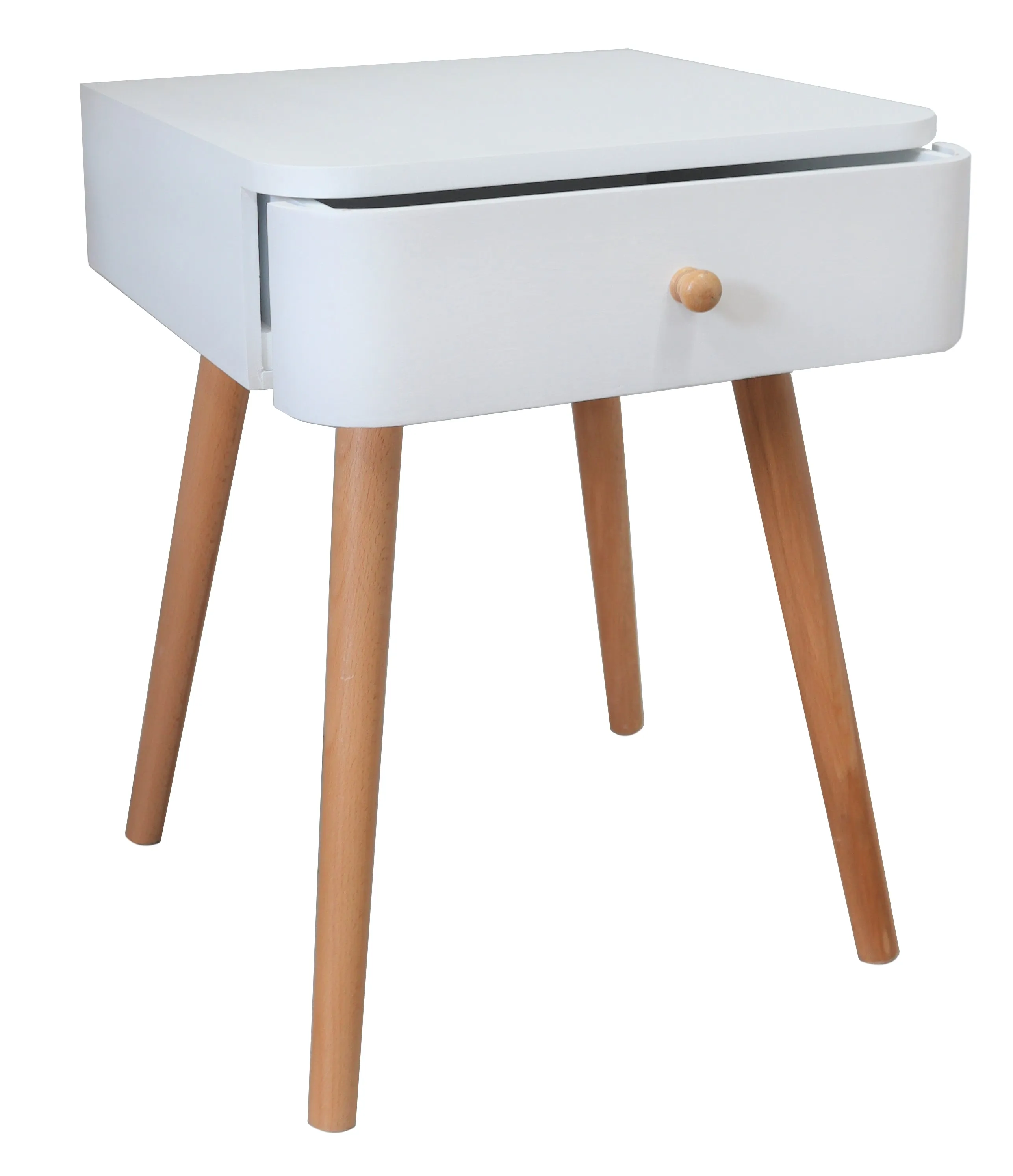 Gina Mid Century Modern Two-Tone Bedside Table,White