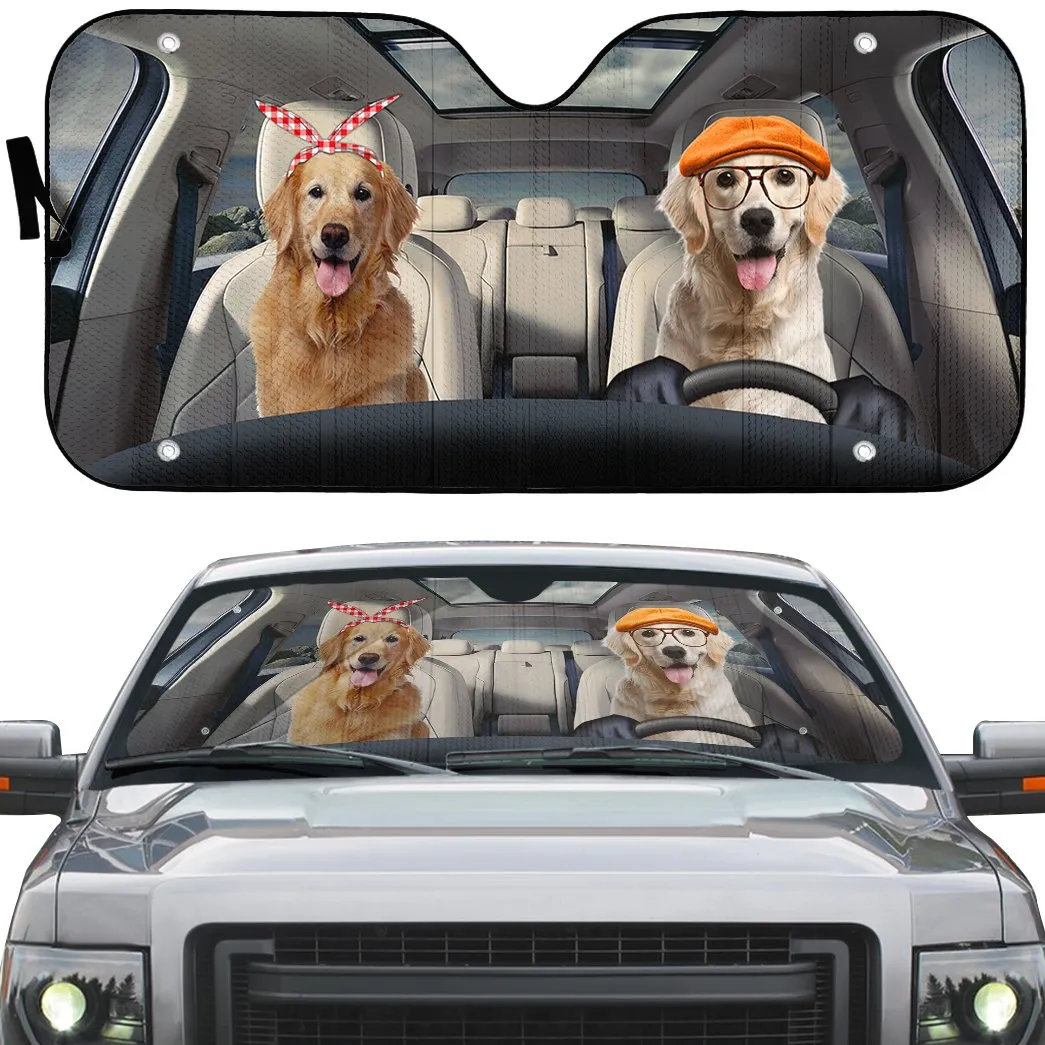 Golden Retriever Family Dog Custom Car Auto Sunshade