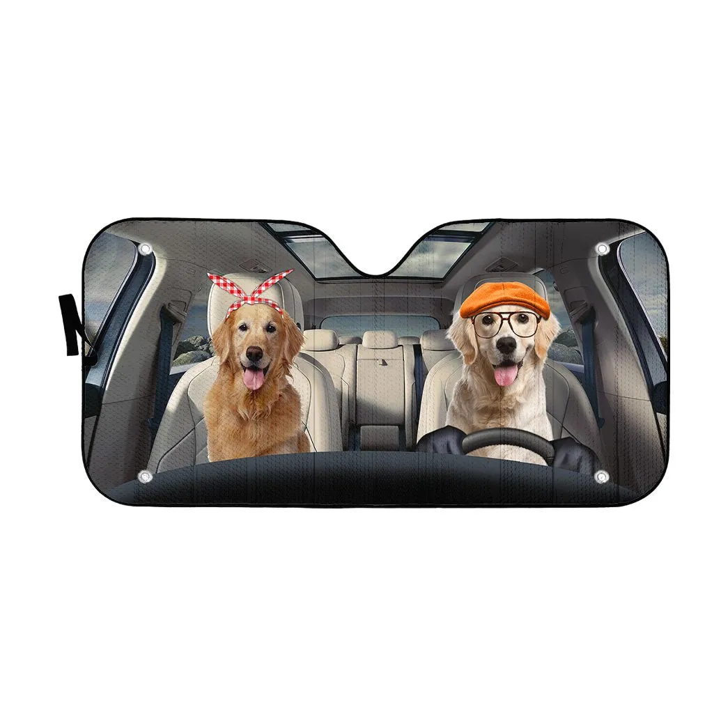 Golden Retriever Family Dog Custom Car Auto Sunshade