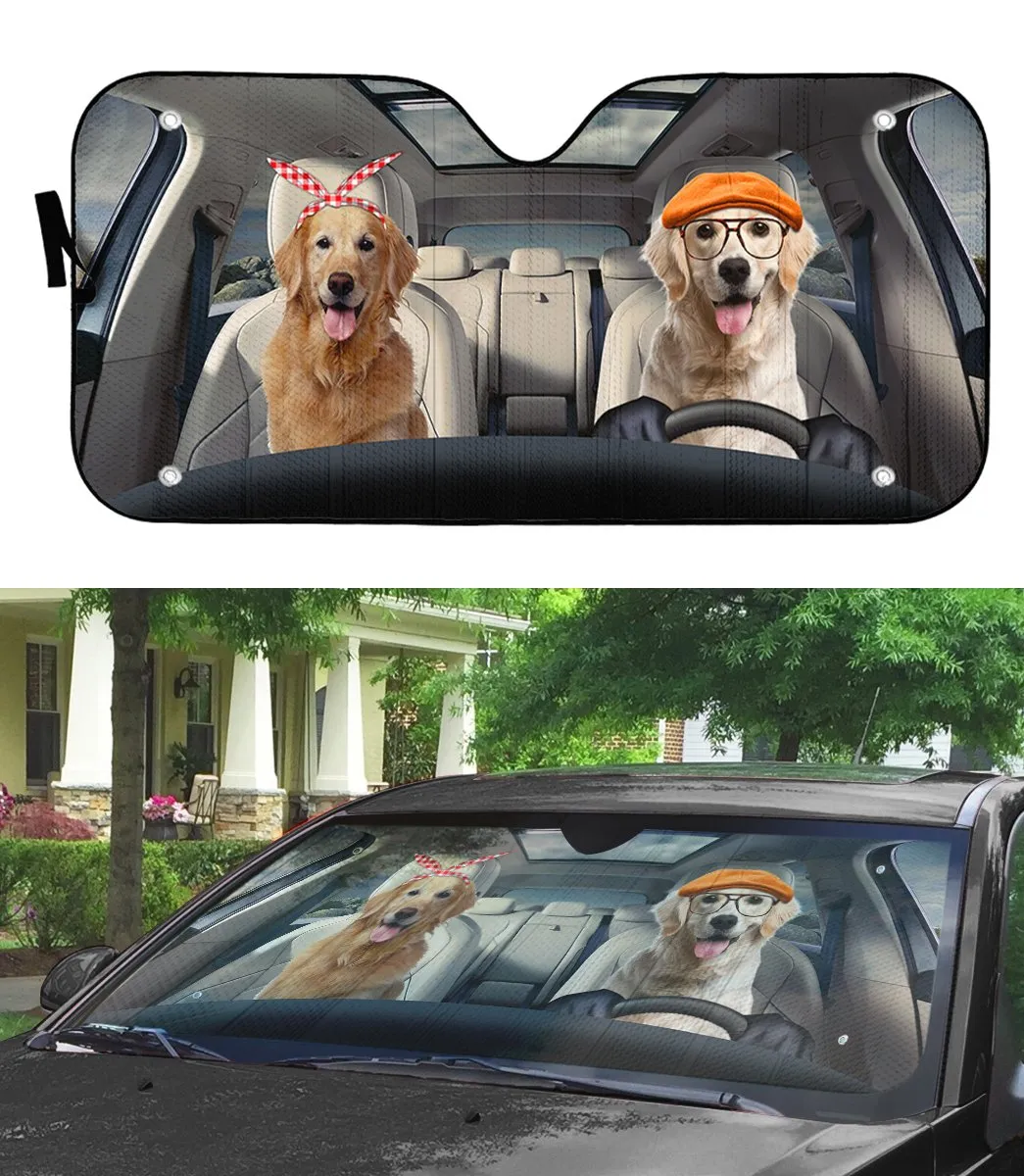 Golden Retriever Family Dog Custom Car Auto Sunshade