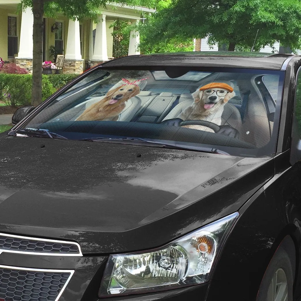 Golden Retriever Family Dog Custom Car Auto Sunshade