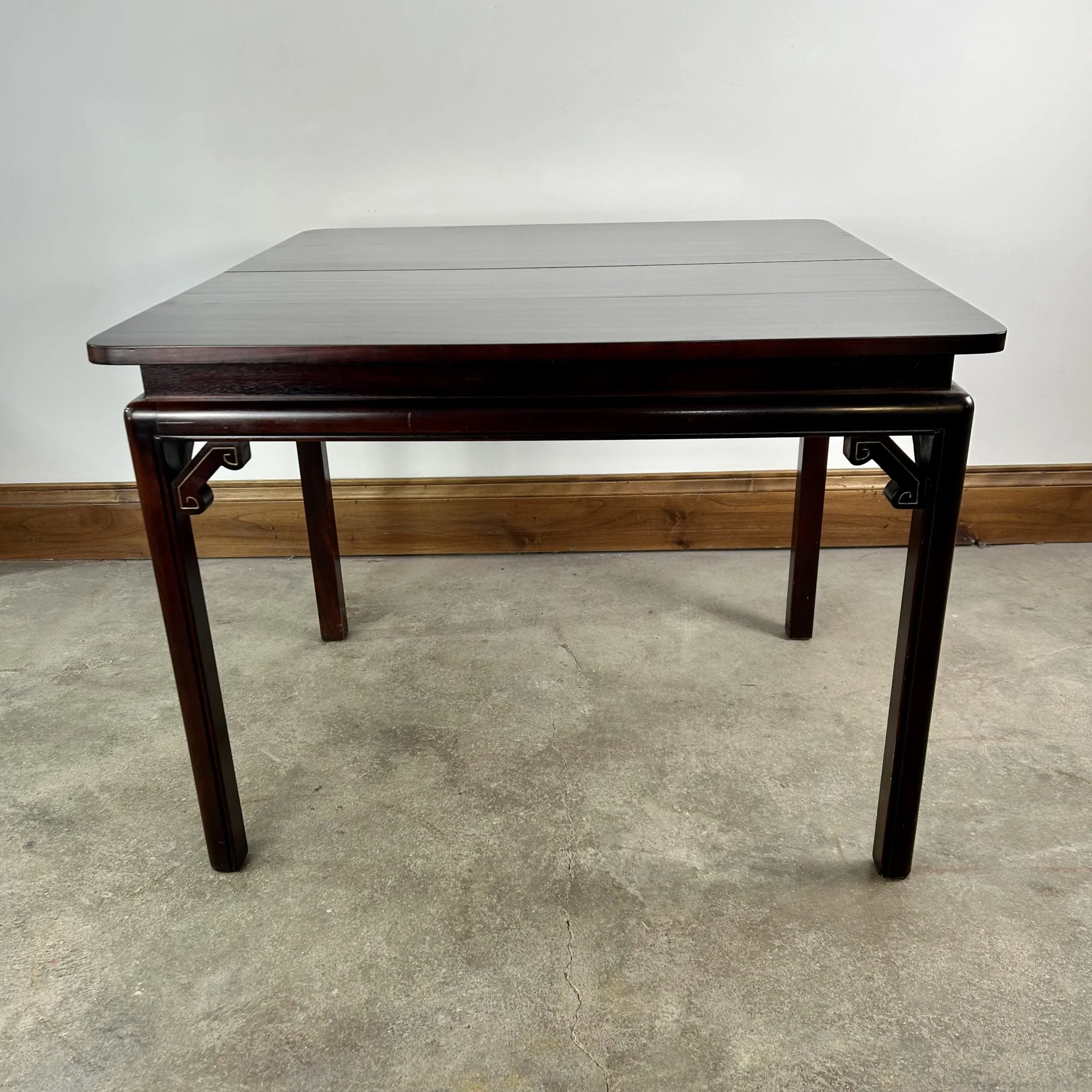 Gordon Fine Furniture Folding Table, Leather Top, Vintage