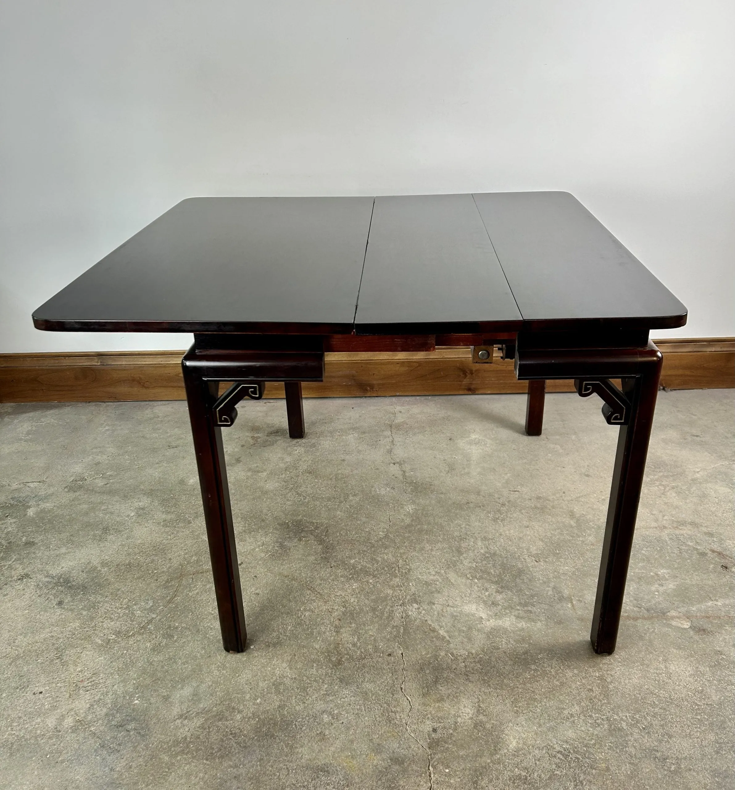 Gordon Fine Furniture Folding Table, Leather Top, Vintage