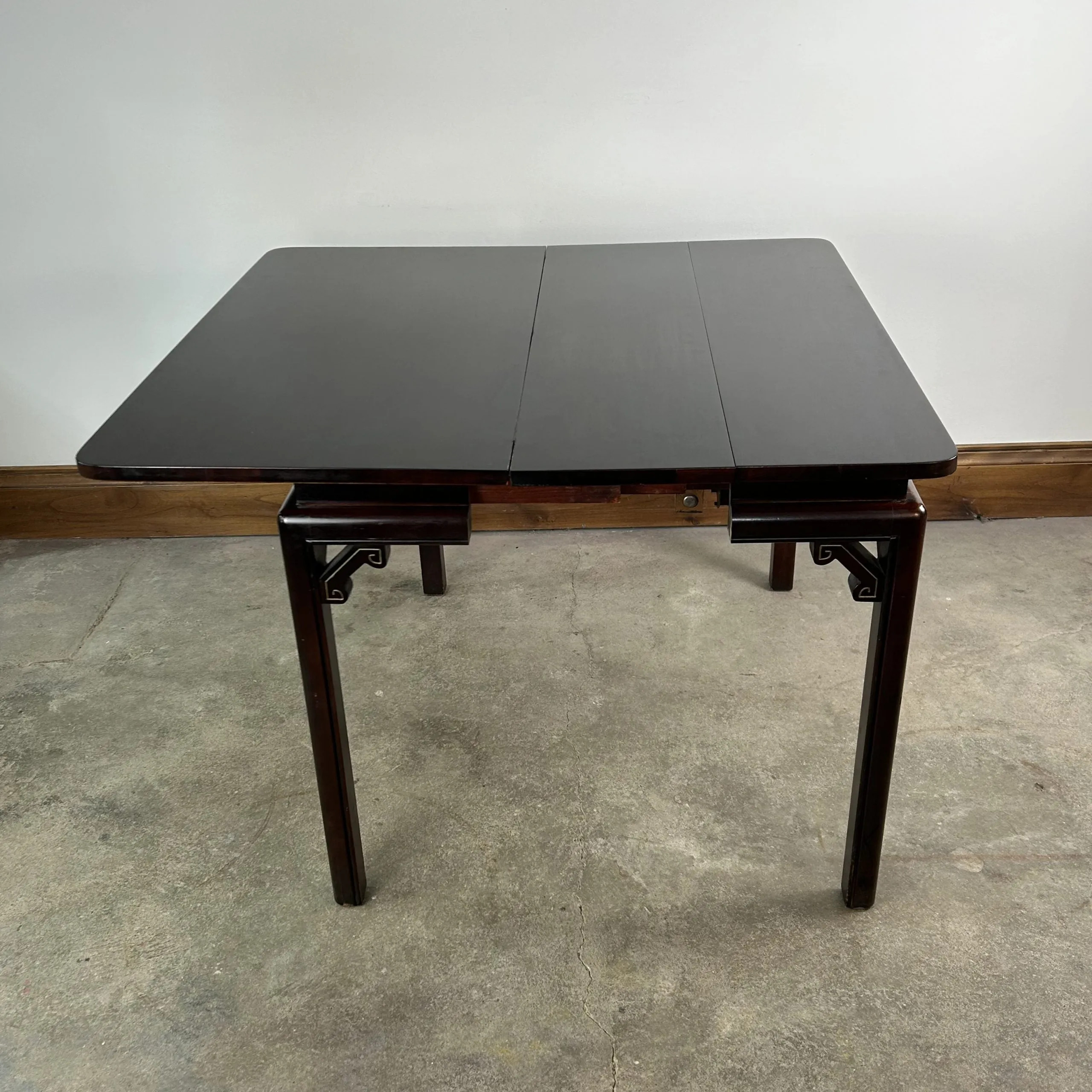 Gordon Fine Furniture Folding Table, Leather Top, Vintage