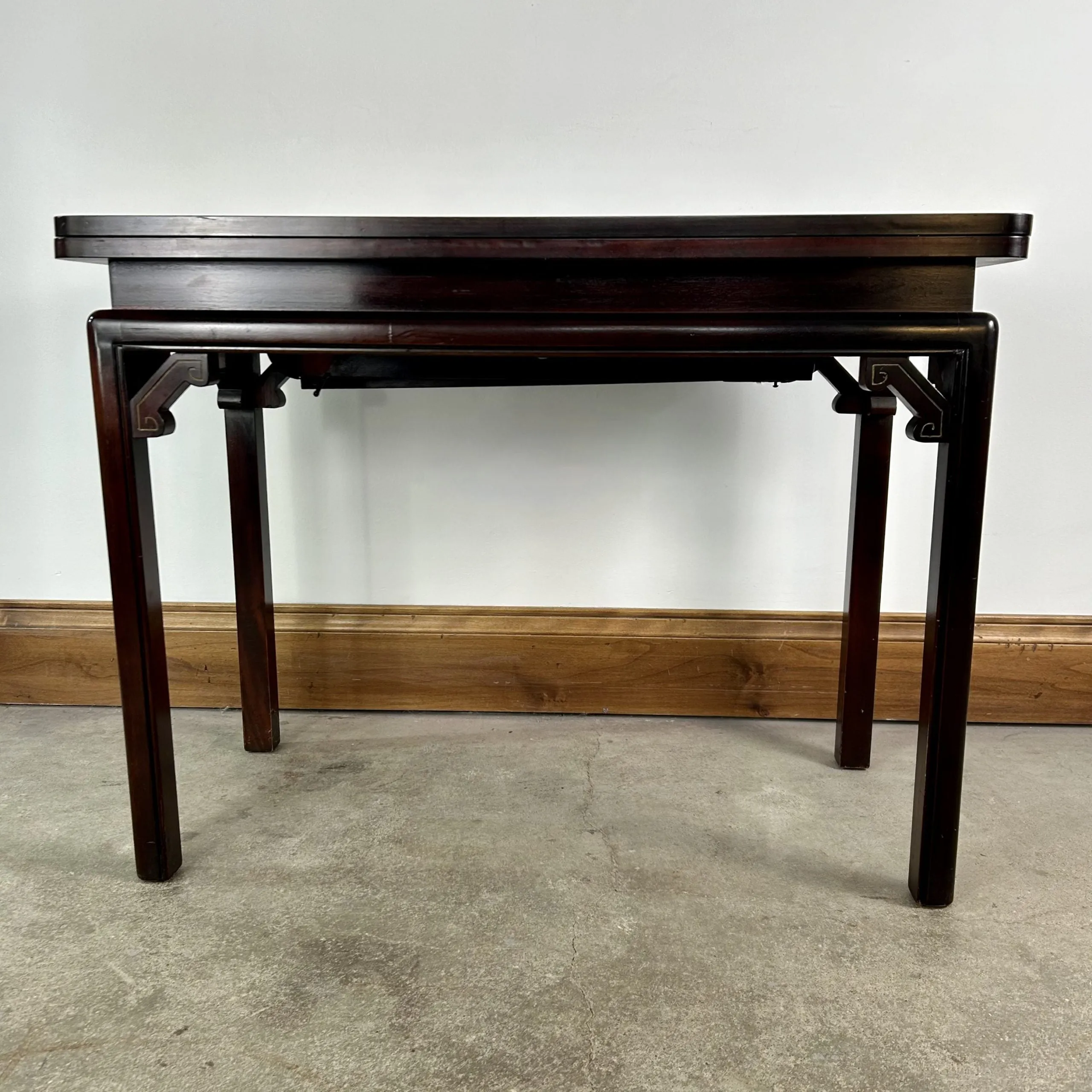 Gordon Fine Furniture Folding Table, Leather Top, Vintage