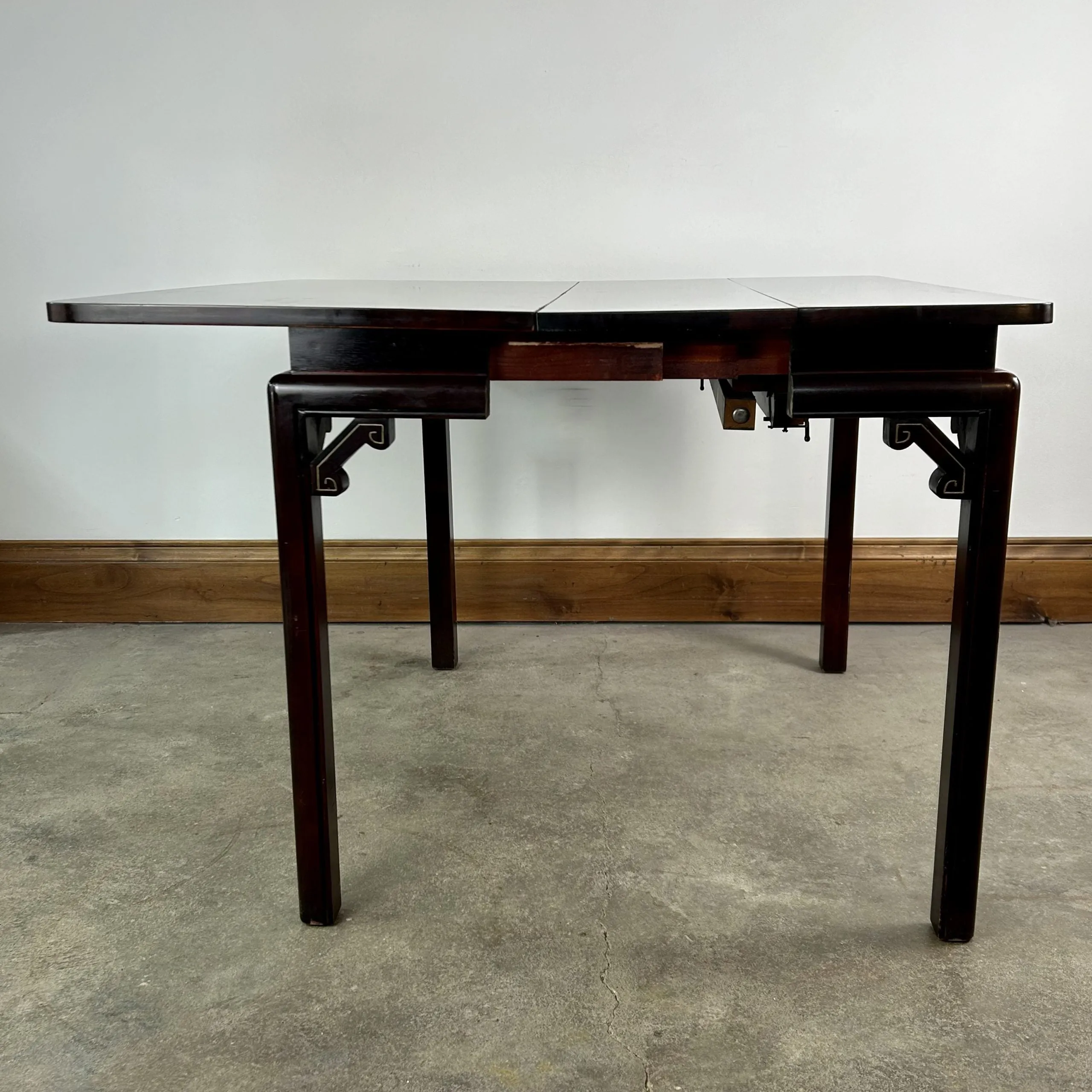 Gordon Fine Furniture Folding Table, Leather Top, Vintage
