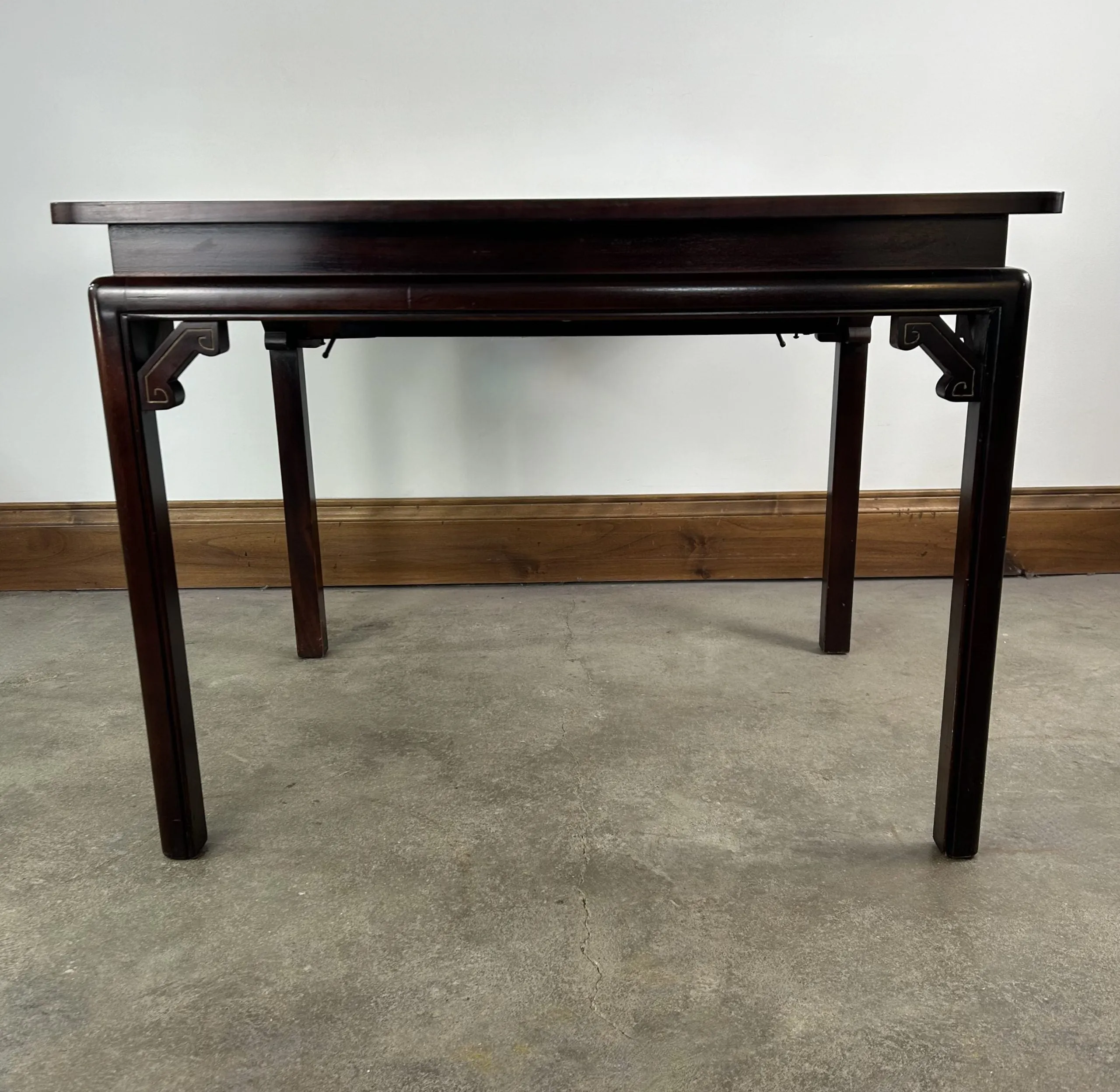 Gordon Fine Furniture Folding Table, Leather Top, Vintage