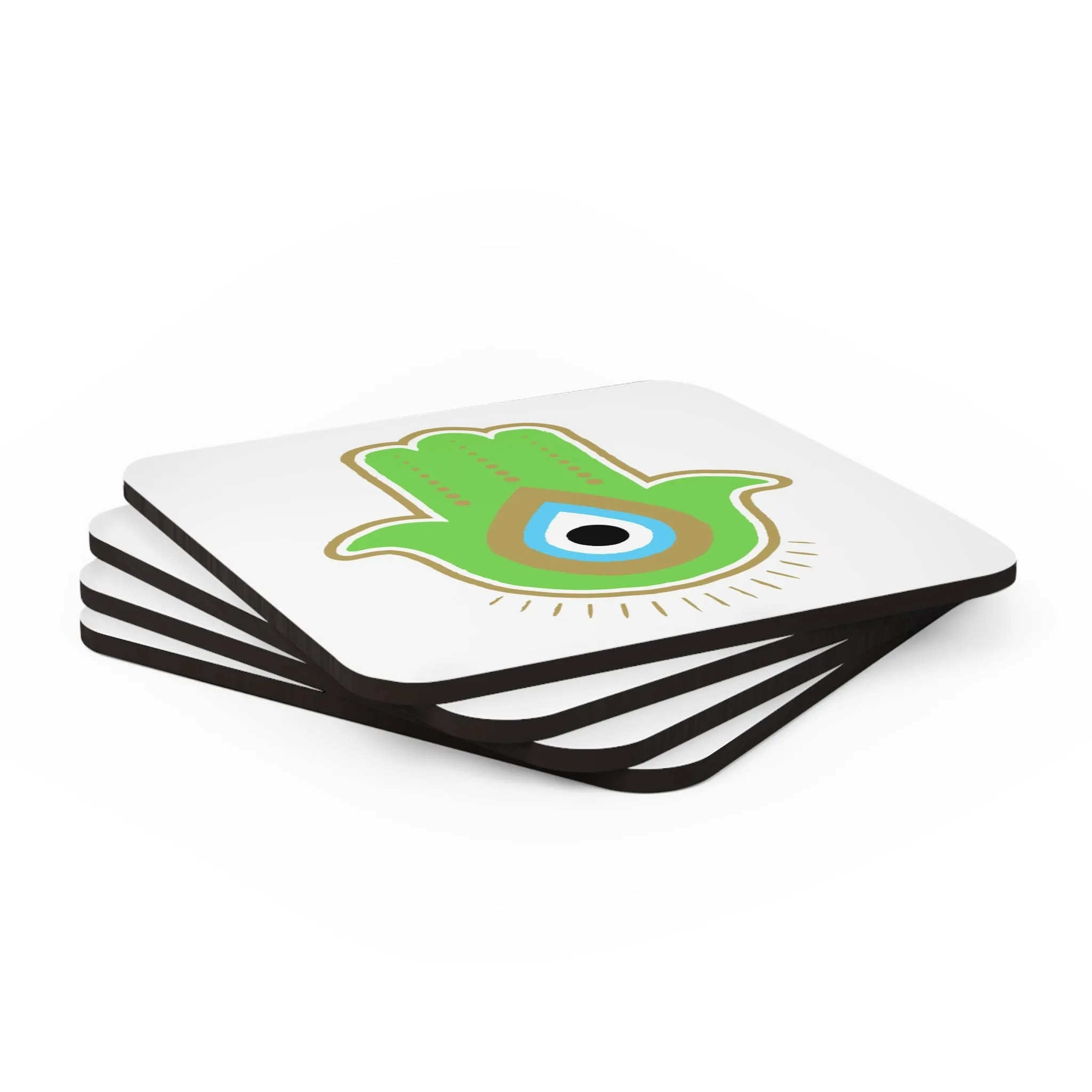 Green Hamsa Coaster Set