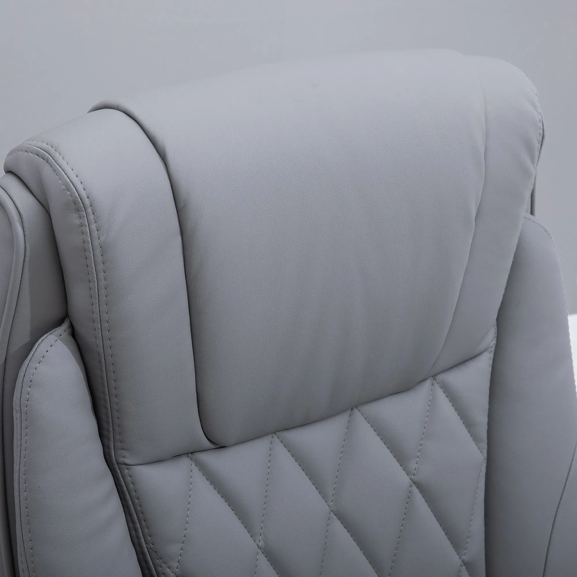 High Back Executive Office Chair Home Swivel PU Leather Ergonomic Chair, with Flip-up Arm, Wheels, Adjustable Height, Grey