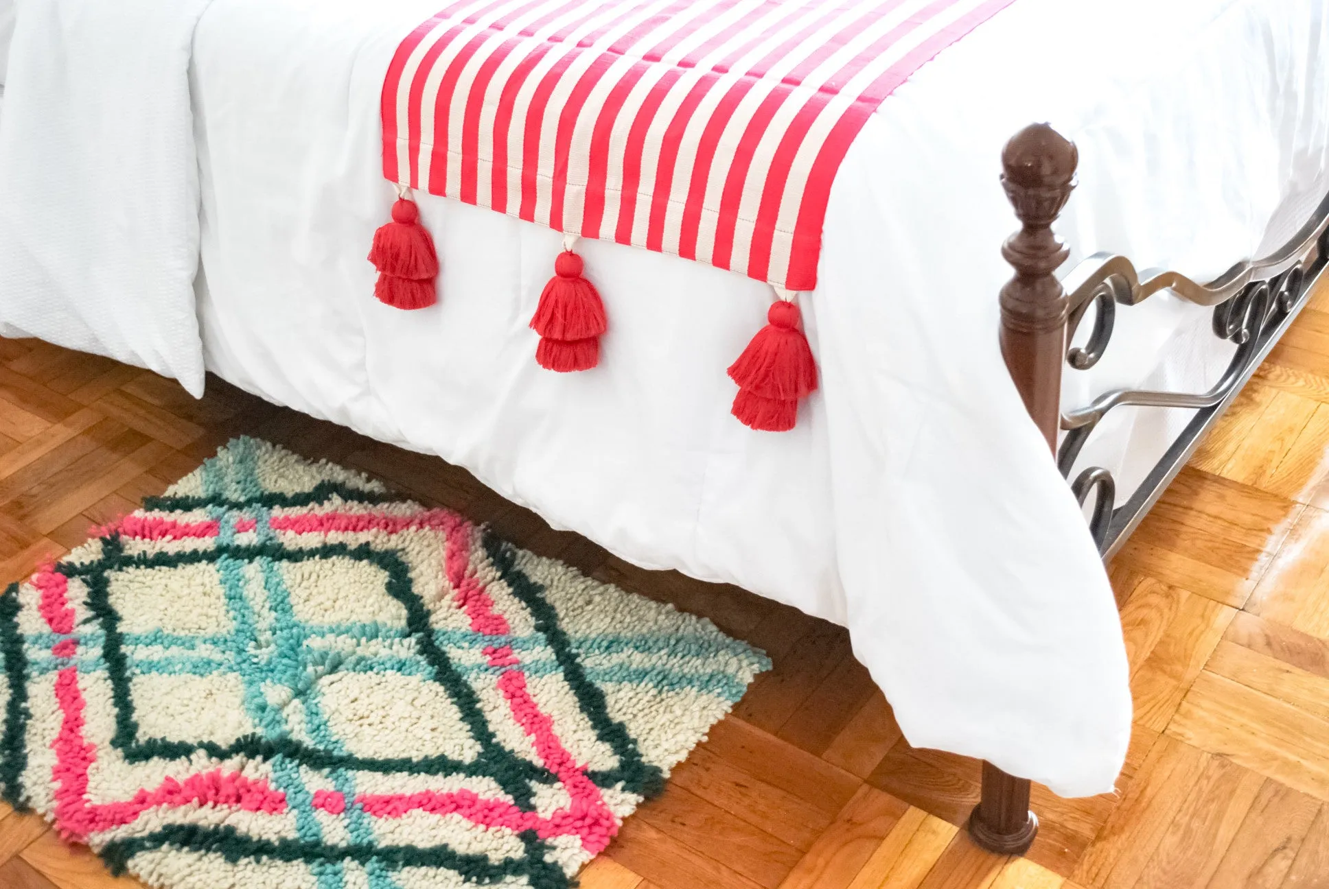Hot Pink Striped Accent Bed Runner