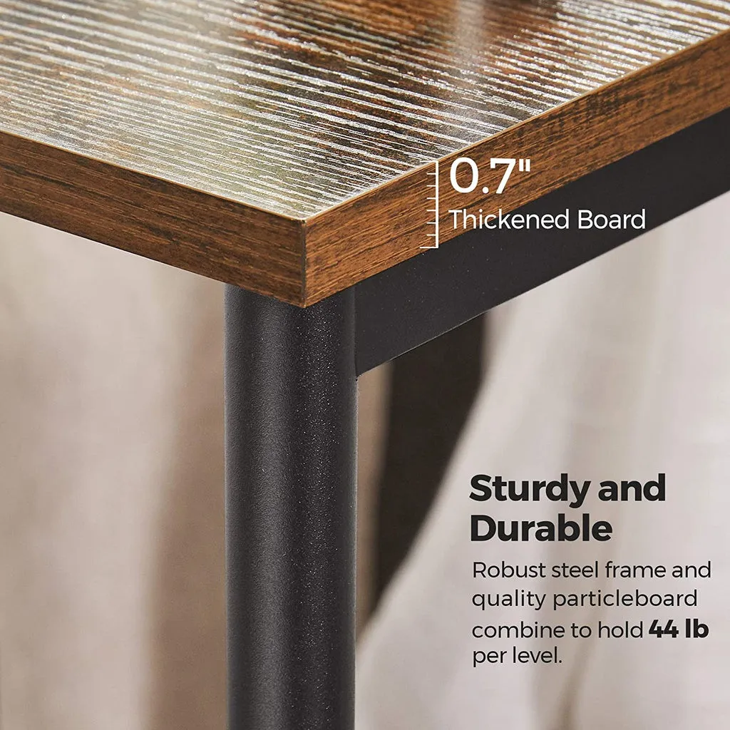 Industrial Vintage Brown Side Table with Storage Shelf