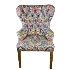 Jessica Charles Designs Paisley Tufted Wingback Arm Chair, Petite