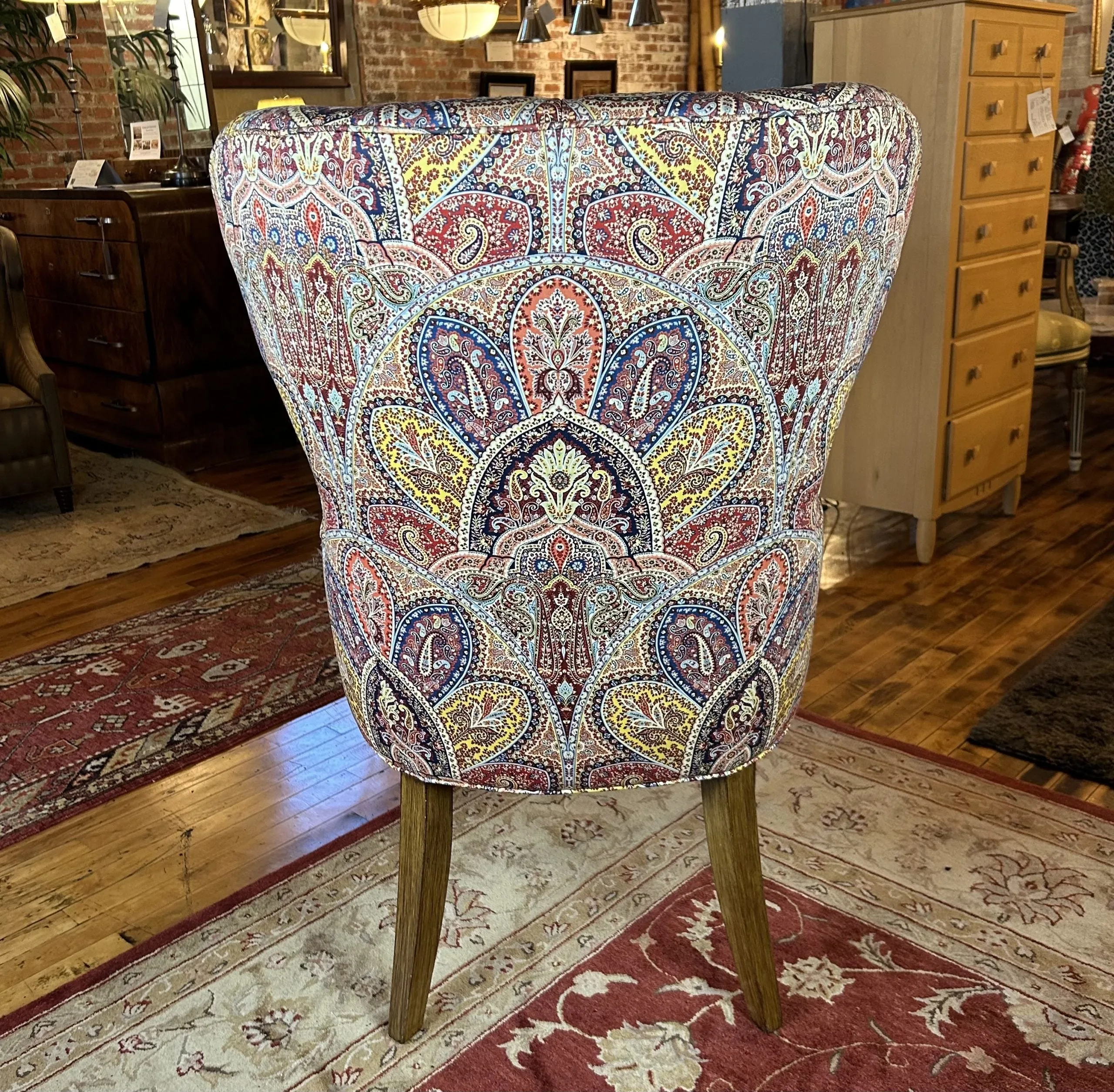 Jessica Charles Designs Paisley Tufted Wingback Arm Chair, Petite