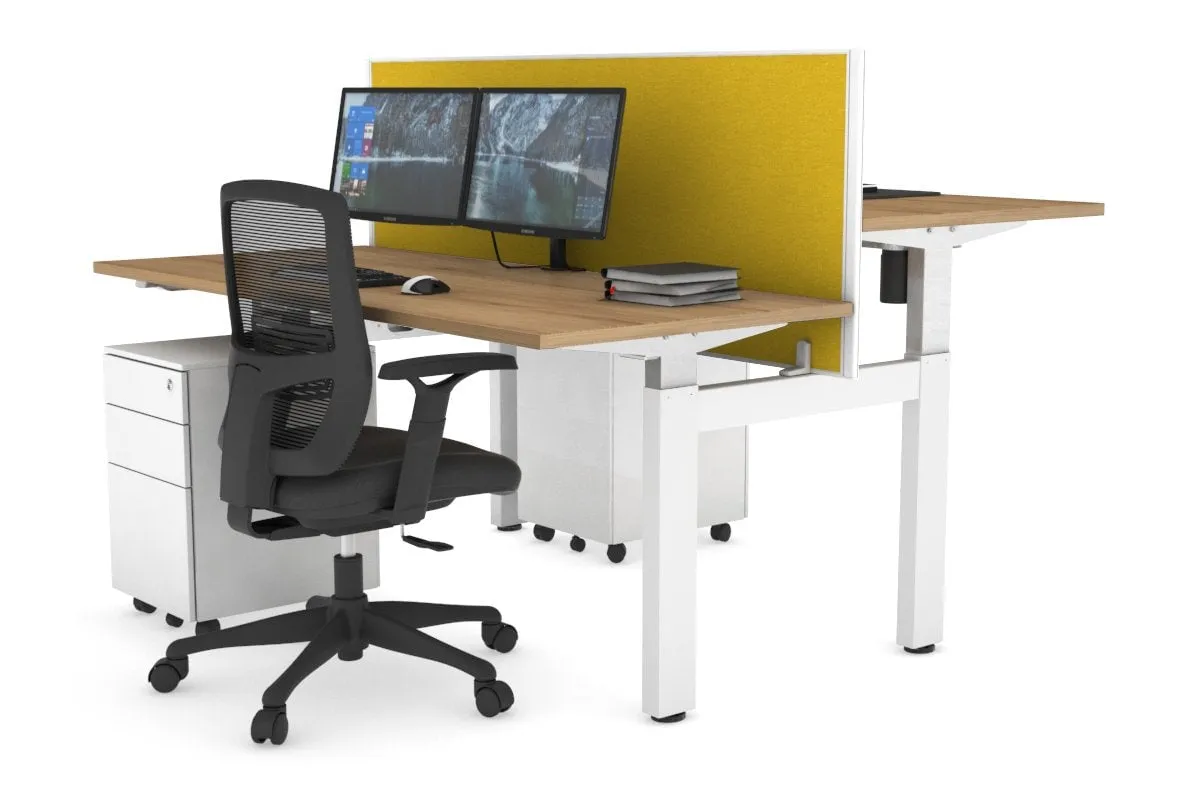 Just Right Height Adjustable 2 Person H-Bench Workstation - White Frame [1200L x 700W]