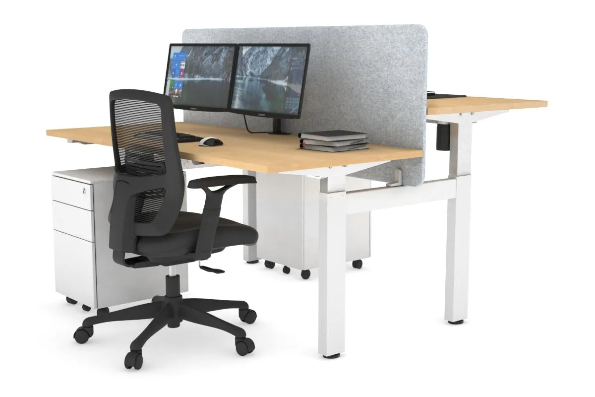 Just Right Height Adjustable 2 Person H-Bench Workstation - White Frame [1200L x 700W]