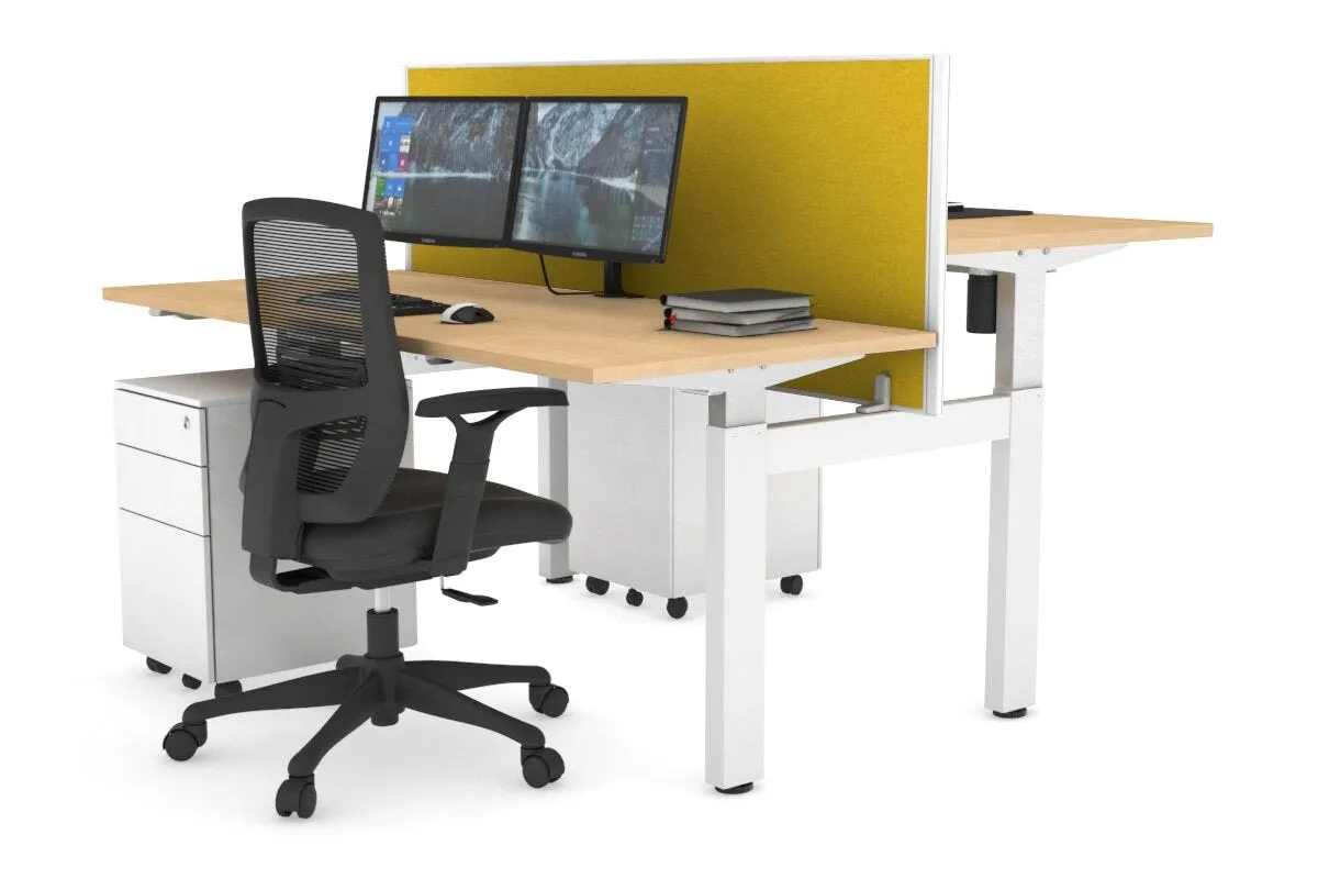Just Right Height Adjustable 2 Person H-Bench Workstation - White Frame [1200L x 700W]