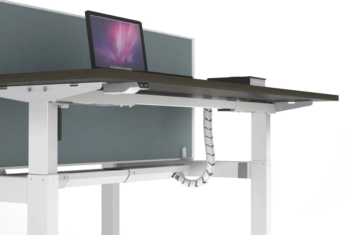Just Right Height Adjustable 2 Person H-Bench Workstation - White Frame [1200L x 700W]