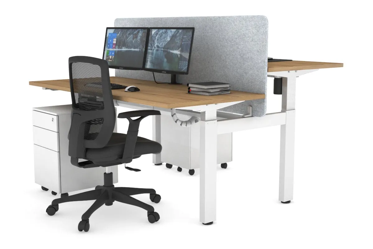 Just Right Height Adjustable 2 Person H-Bench Workstation - White Frame [1200L x 700W]