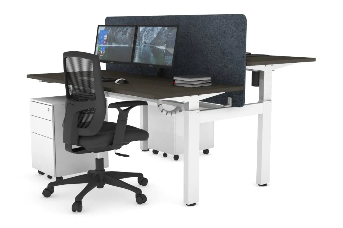 Just Right Height Adjustable 2 Person H-Bench Workstation - White Frame [1200L x 700W]