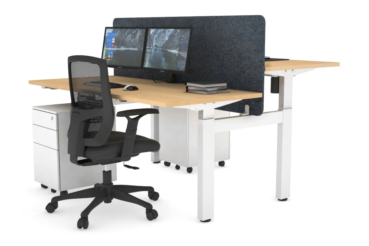 Just Right Height Adjustable 2 Person H-Bench Workstation - White Frame [1200L x 700W]