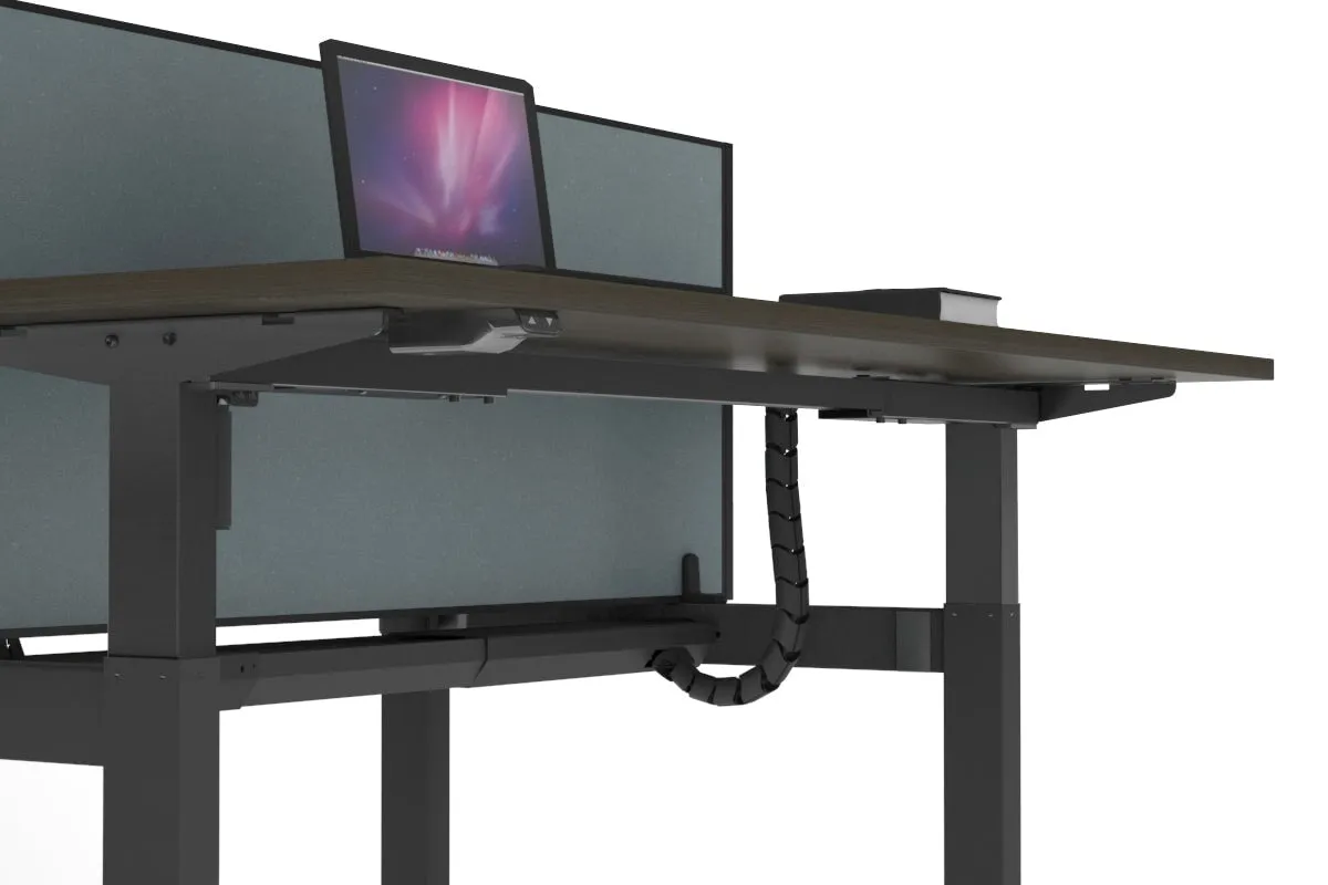 Just Right Height Adjustable 6 Person H-Bench Workstation - Black Frame [1200L x 700W]