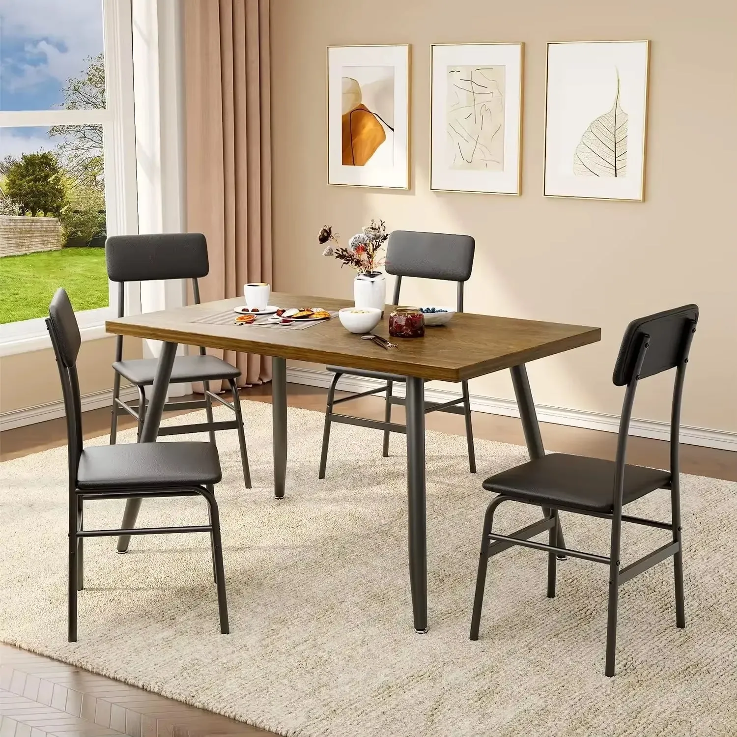 Kitchen Dining Table with 4 Chairs for Small Space Dinning Tables